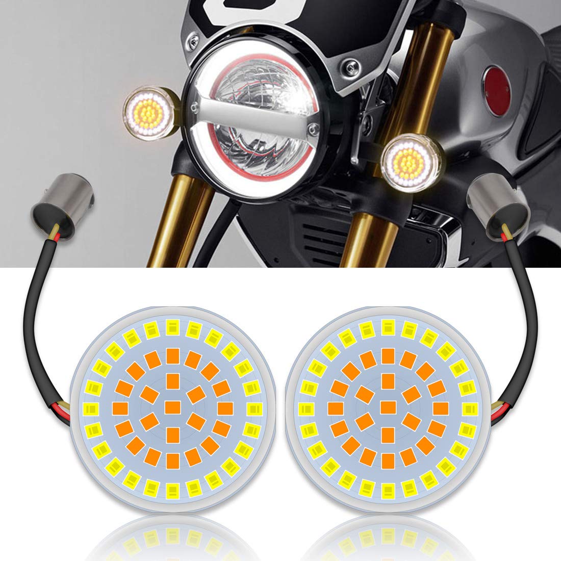 KATUR Super jasne 1157 BAY15D P21/5W włączane żarówki LED motocykl 5-centymetrowy styl pocisk przedni biały DRL bursztynowy sygnał kierunkowskazu LED biały/bursztynowy do Harley Softail 2011-2017 Dyna 2012-2017
