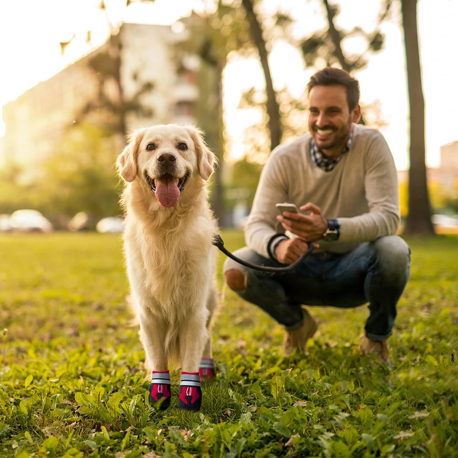 NeuWee Dog Shoes, Waterproof Dog Boots for Injured Paws, Set of 4 Waterproof Dog Boots with Adjustable Reflective Straps and Anti Slip Sole for Small Medium Large Dogs (S, Red) 7 71NvTlnGORL. AC SL1500