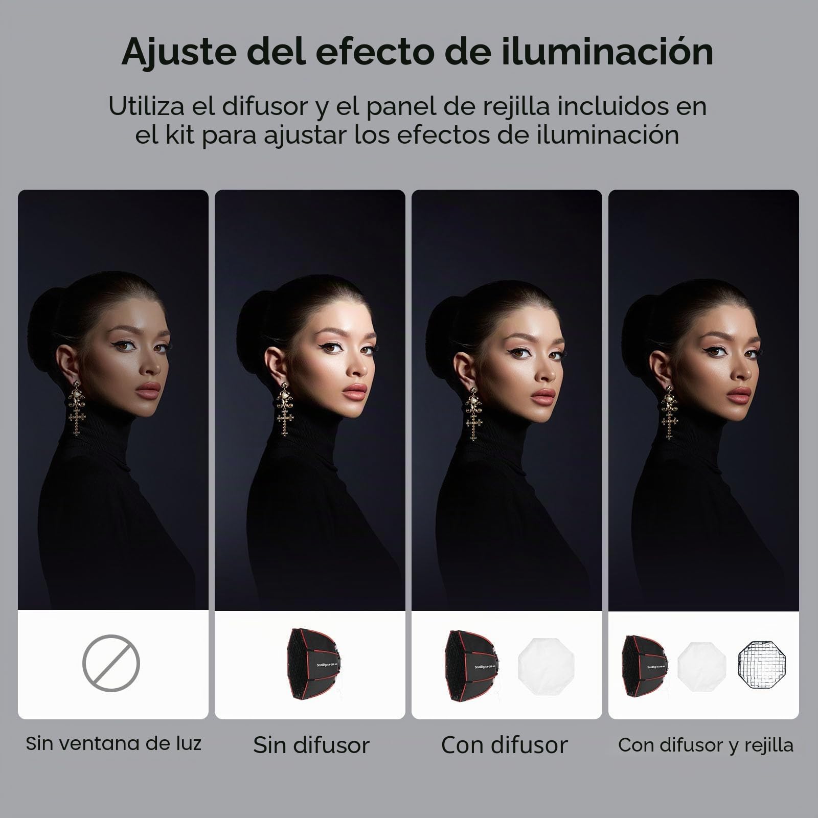 SMALLRIG RA-D60 Softbox Parabólico, Softbox de Liberación Rápida de 23,6" con Bolsa de Transporte, Compatible con Luz de Vídeo SMALLRIG RC 60B COB - 4682