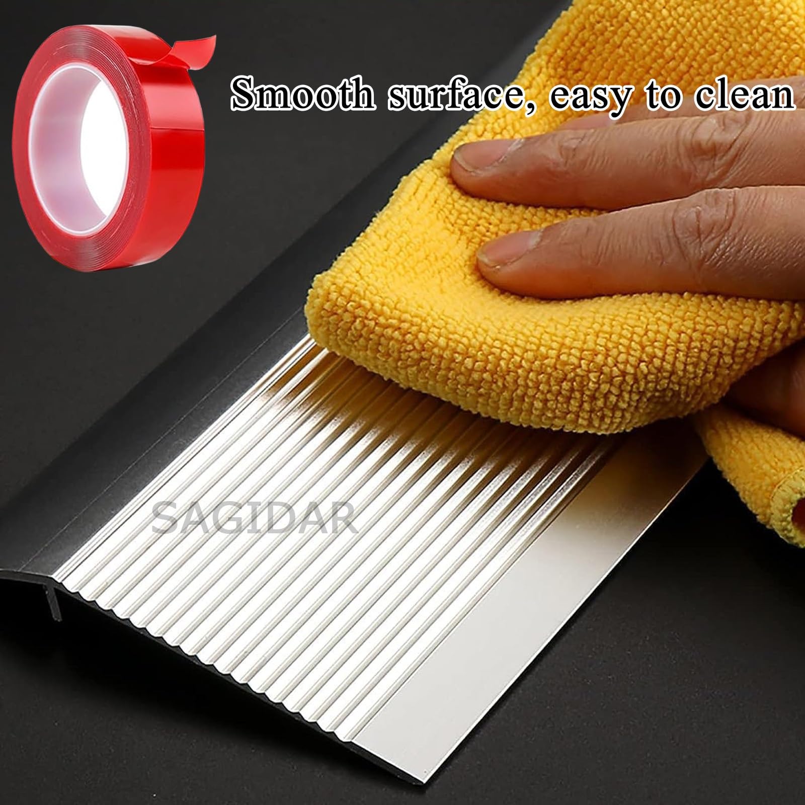 Bande de seuil multi-niveaux, barre d'entrée antidérapante de 10 cm de large, profil de revêtement de moquette, protection de sol pour des entrées sûres et élégantes