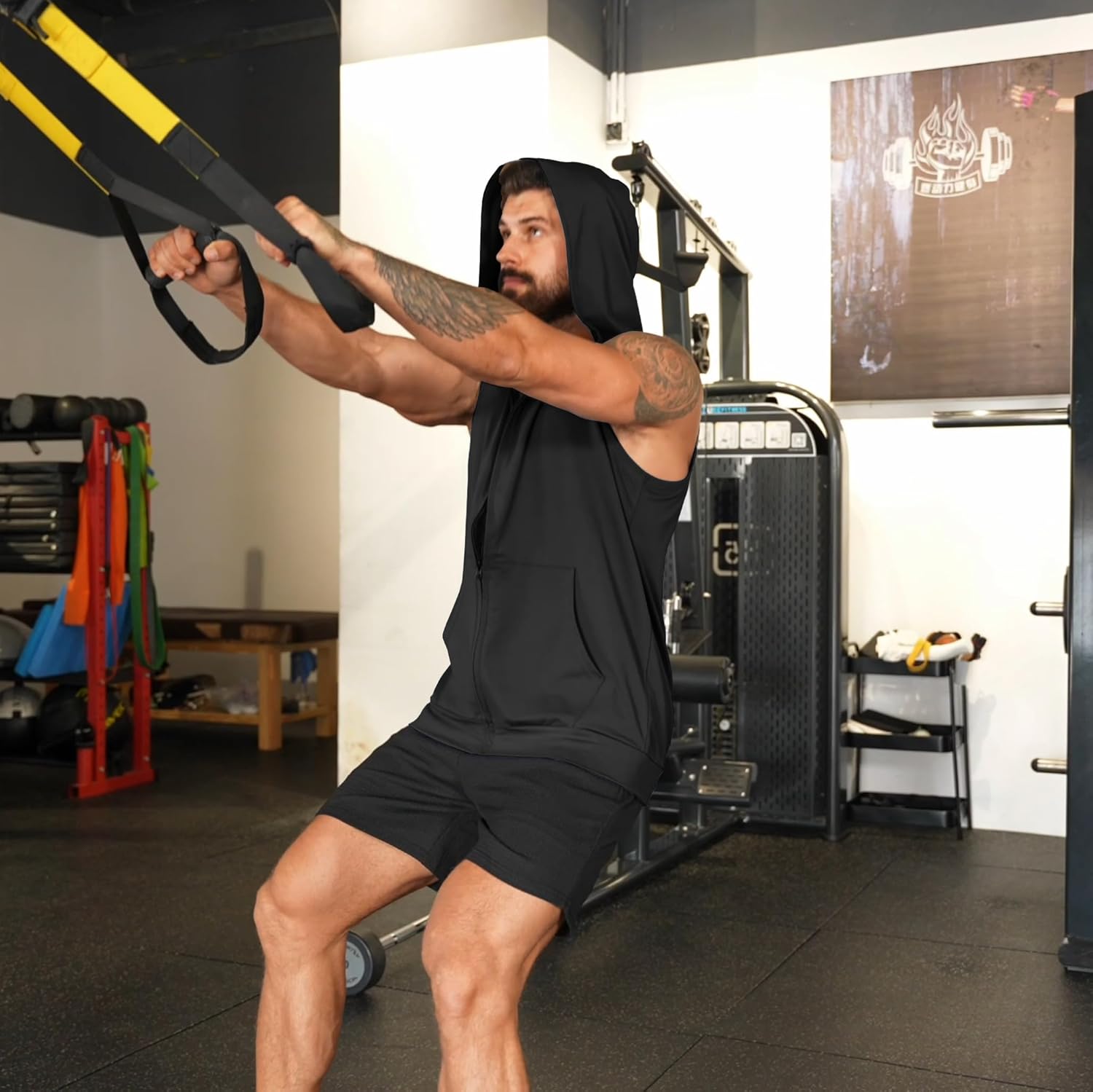 Men's Workout Hooded Tank Tops Zip Up Sleeveless Gym Shirts Bodybuilding Hoodies Muscle Cut Off T Shirt - Image 5