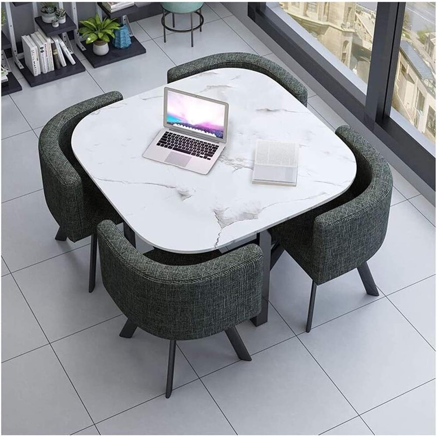 Nordic Reception Tables and Chairs 80cm Round Table Living Room Reception Leisure Table Kitchen Dining Table and Chairs 4 and Linen Chairs Modern Coffee Shop of (Gray Square Table)