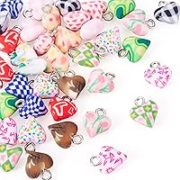 Cheriswelry 39pcs Handmade Polymer Clay Heart Charms Pendants - 13 Vibrant Colors for Valentine's Day DIY Jewelry Making Earrings Bracelets 13x10mm