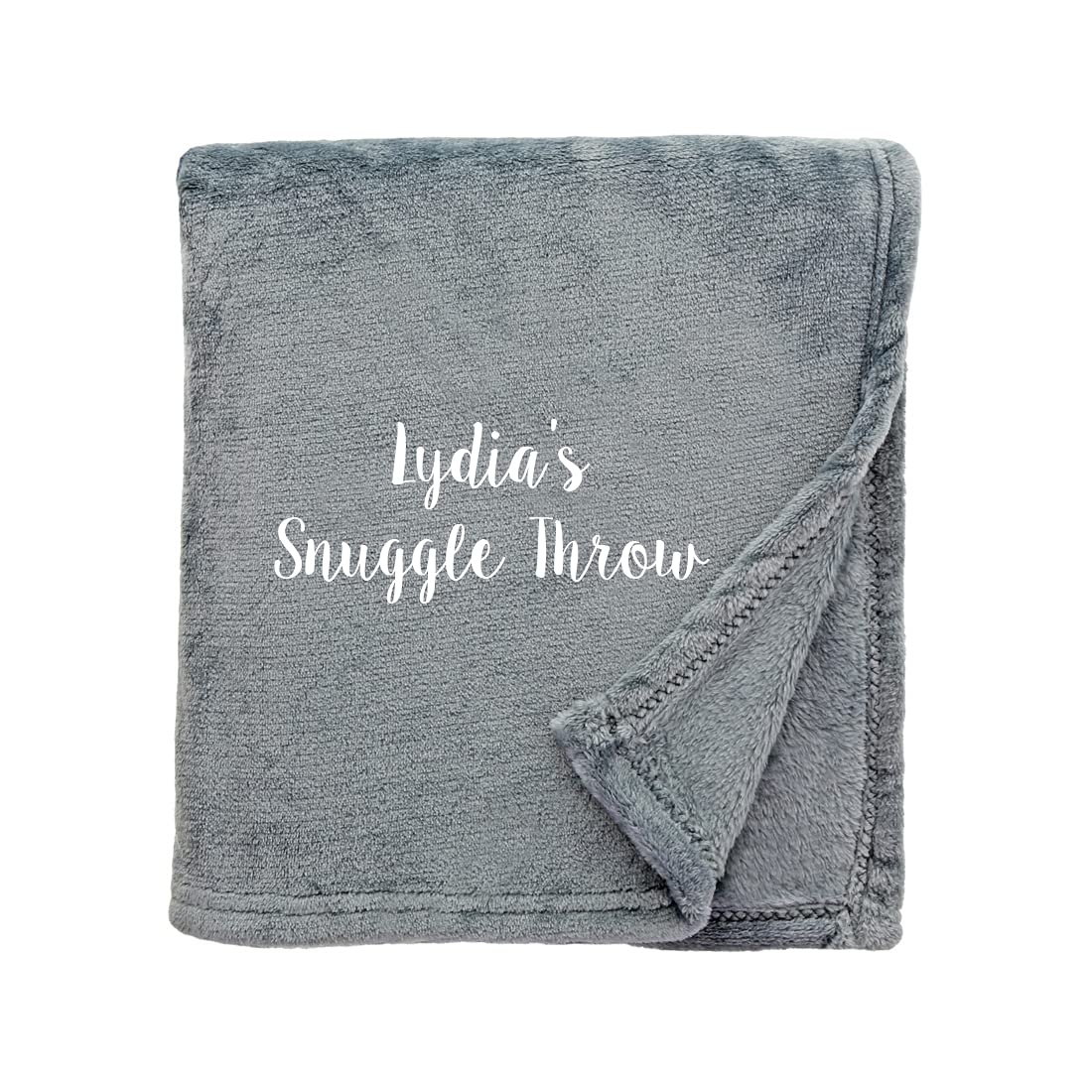 aztex Personalised Fleece Blanket/Throw, Customised with a name or message of your choice, Shimmering Silver