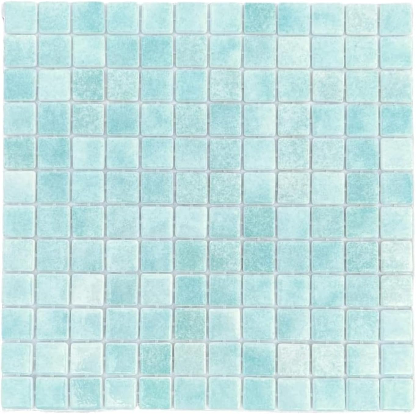 Square 1x1 Blue Recycled Glass Mosaic Floor Wall Pool Tile Backsplash (Exact Size 7/8 Inch) for Kitchen Swimming Pool Tile, Bathroom, Accent Decor (Mint Blue, 1 Sheet)