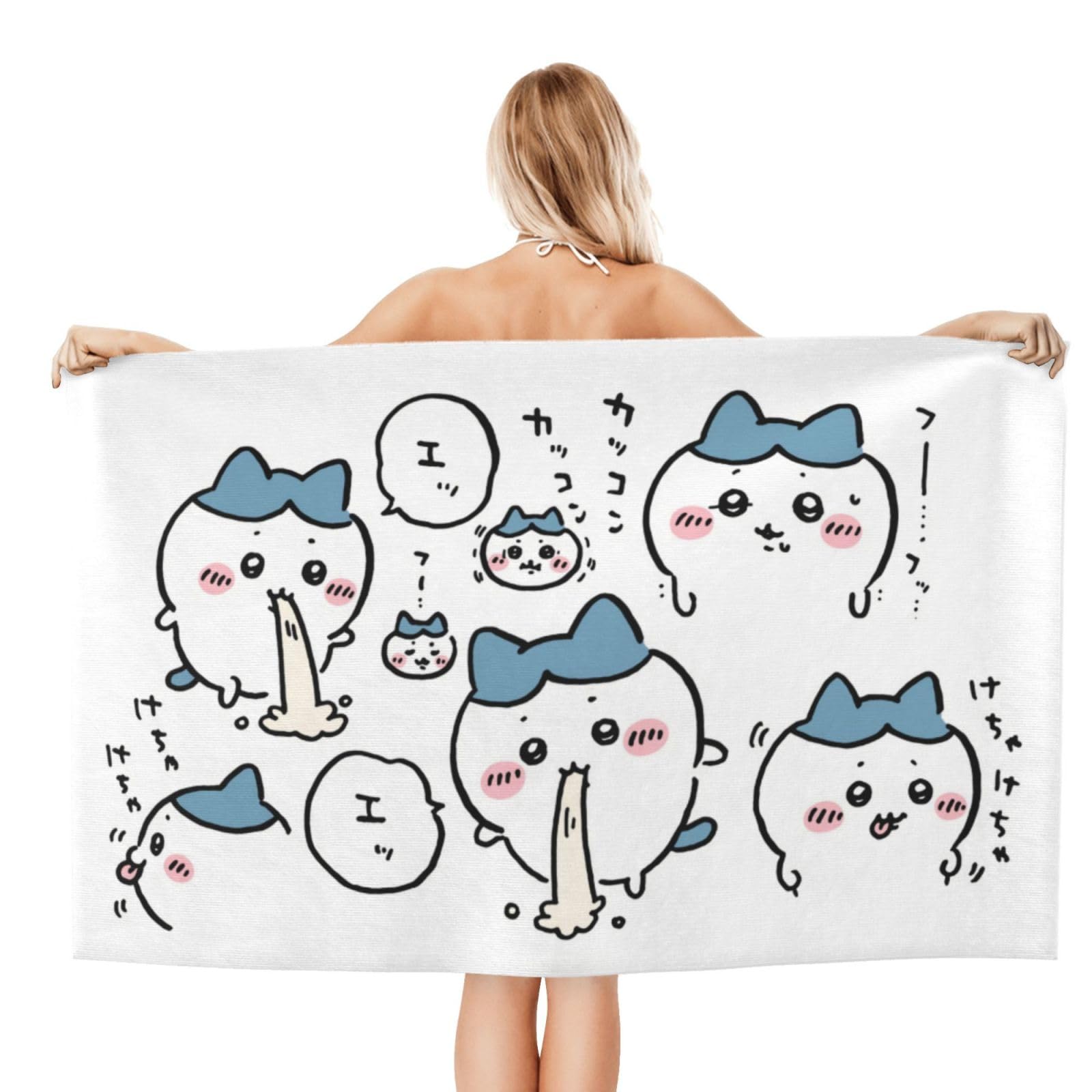 Amazon｜バスタオル ちいかわ ハチワレ ビーチタオル フェイスタオル