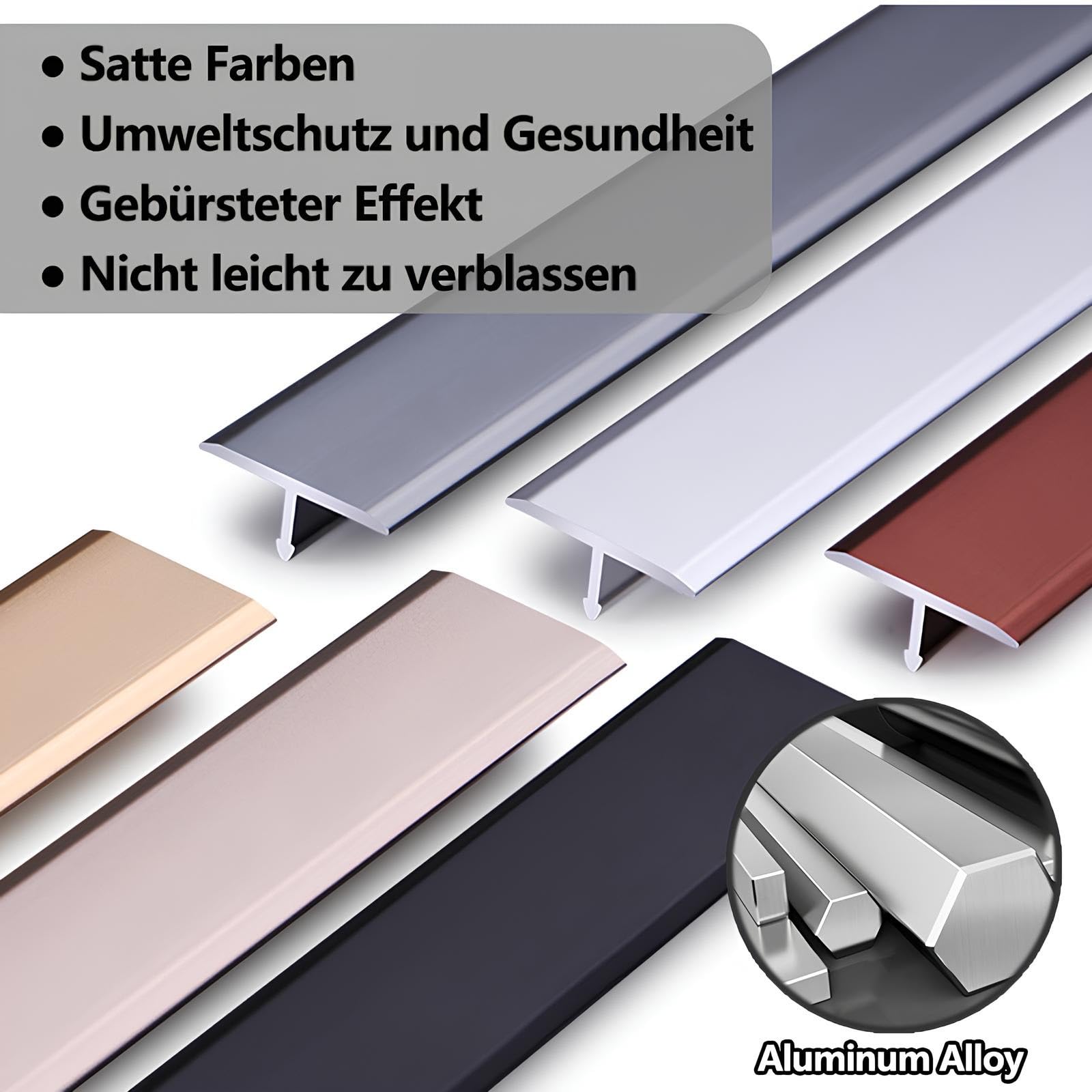 Profilo A T Per Transizione Pavimenti Profilo In Lega Di Alluminio | Per Pavimenti Laminati Striscia Divisoria per Transizioni Fluide e Senza Interruzioni(Black,2cmx110cm)