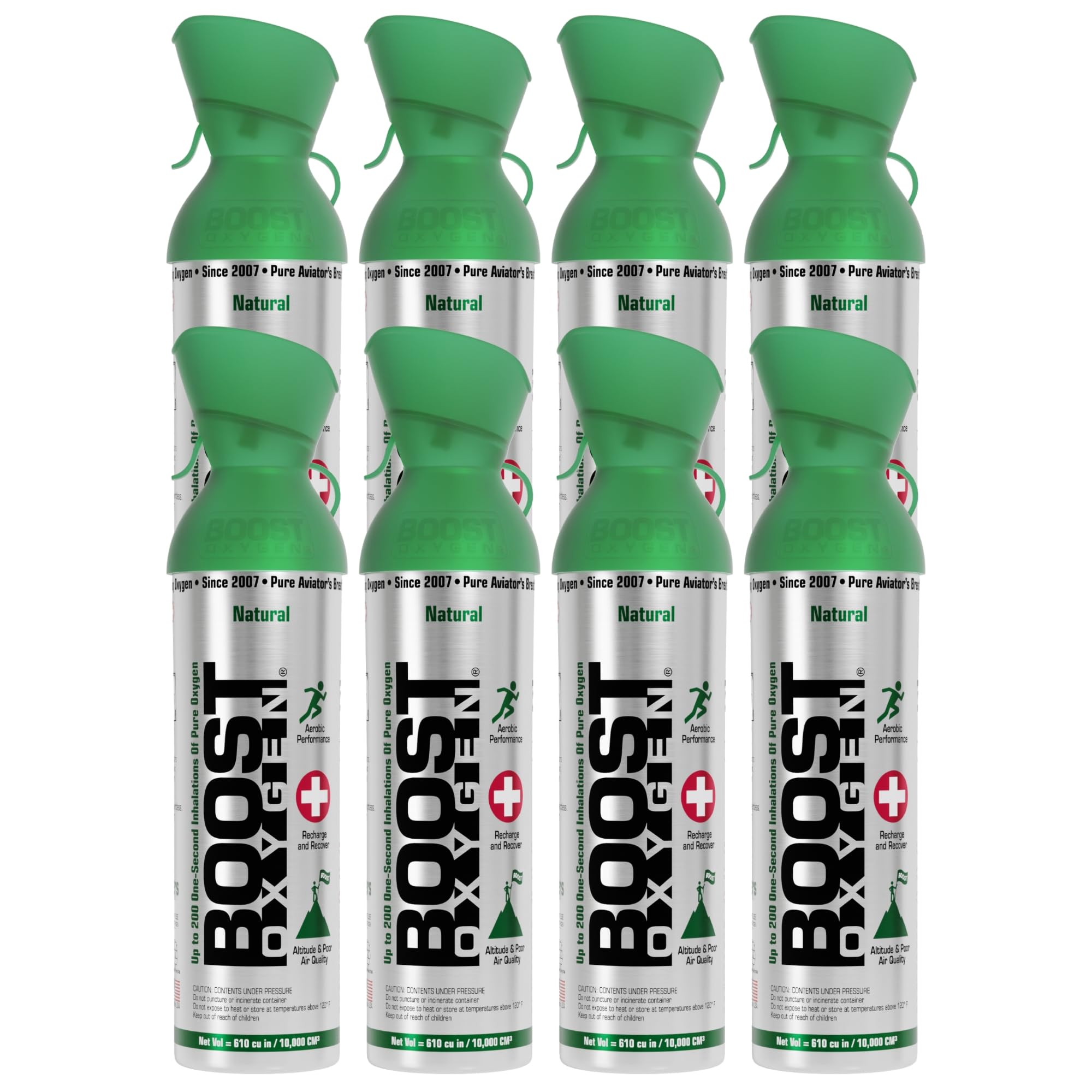 Boost Oxygen Large Natural 10L Canister | Respiratory Support for Aerobic Recovery, Altitude, Performance & Health (8 Pack)