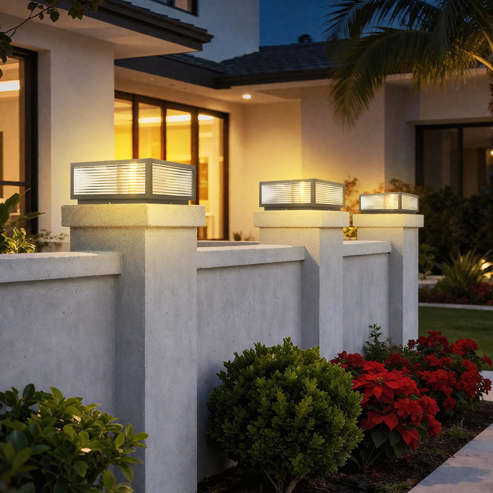 Lámparas Poste Lámpara Solar Luz Poste Lámparas Tapas Columna Cuadradas Impermeables Al Aire Libre Luz Linterna Columna Grande Luz Pilar Vivienda Exterior Luz Tapa Cubierta Cerca Jardín Patio Patio