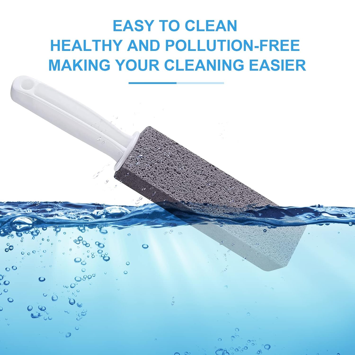 ROSEFINCH Pumice Cleaning Stone Foot Scraper with Handle, Toilet Bowl Ring Remover Cleaner Brush Stains and Hard Water Ring Remover Rust Cleaner for Kitchen/Bath/Pool/Household Cleaning - (Pack of 1) 3
