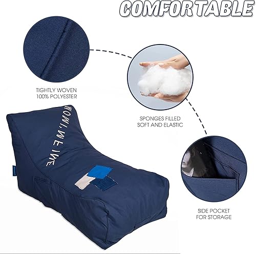 Miniatura 4 de Lucky Tree Tumbonas Lazy Sofá, puf, esponja, con bolsillo lateral, cómodo y especial, azul marino