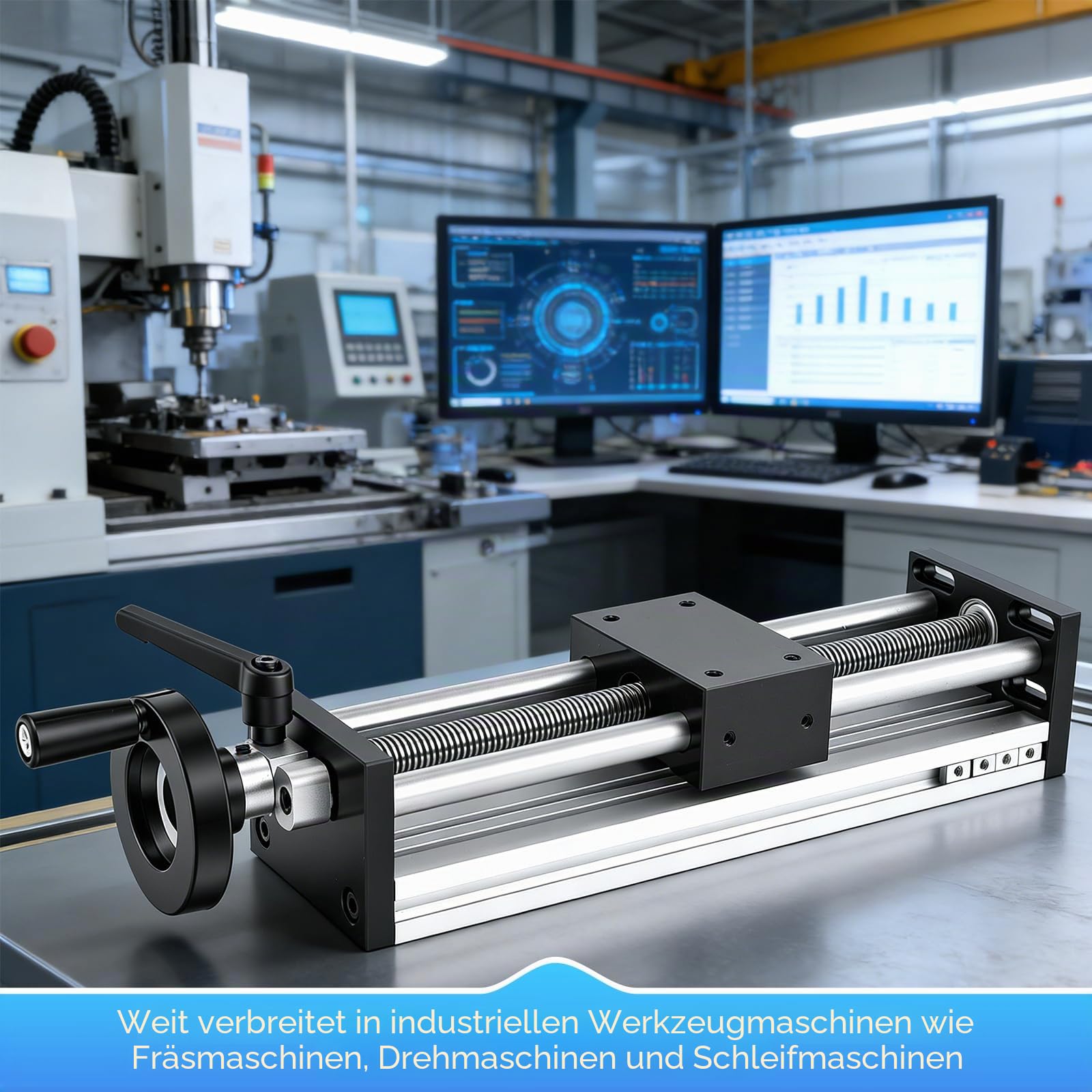 Linearführung, 200mm Linearführungen Linearschiene Hohe Präzision Manuelle Linearführung mit Verriegelung Handrad Kugelumlaufspindel ±0,05 mm Lineartisch für CNC-Ausrüstung Transformation