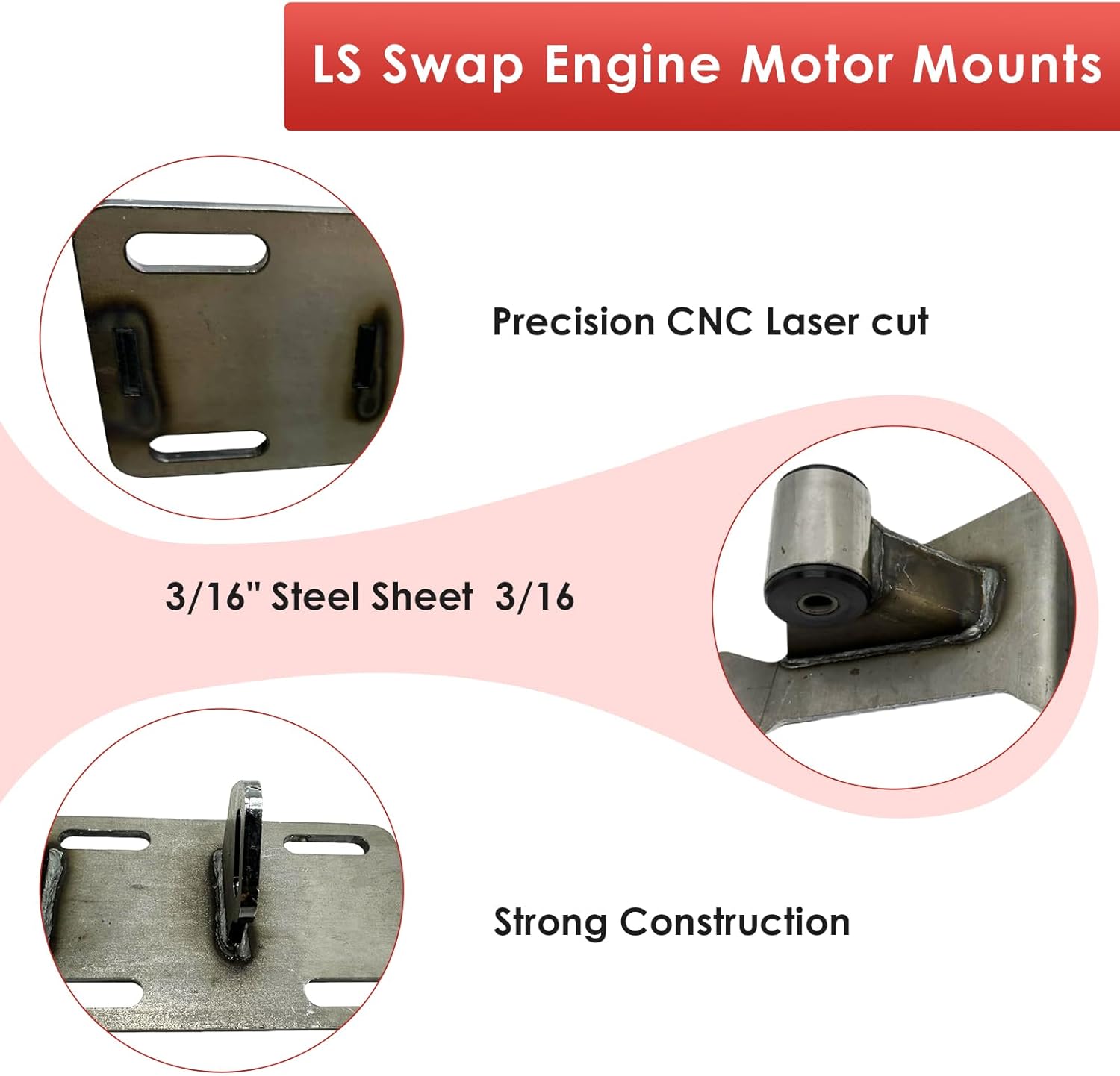 LS Swap Engine Motor Mounts for Chevy C10 C20 for GMC C15 2WD Blazer Suburban 1963-1972 Adjustable LS Conversion Engine Motor Mount with Hardware for Gen 3 & 4 LS Bases Engines 4.8 5.3 6.0 6.2