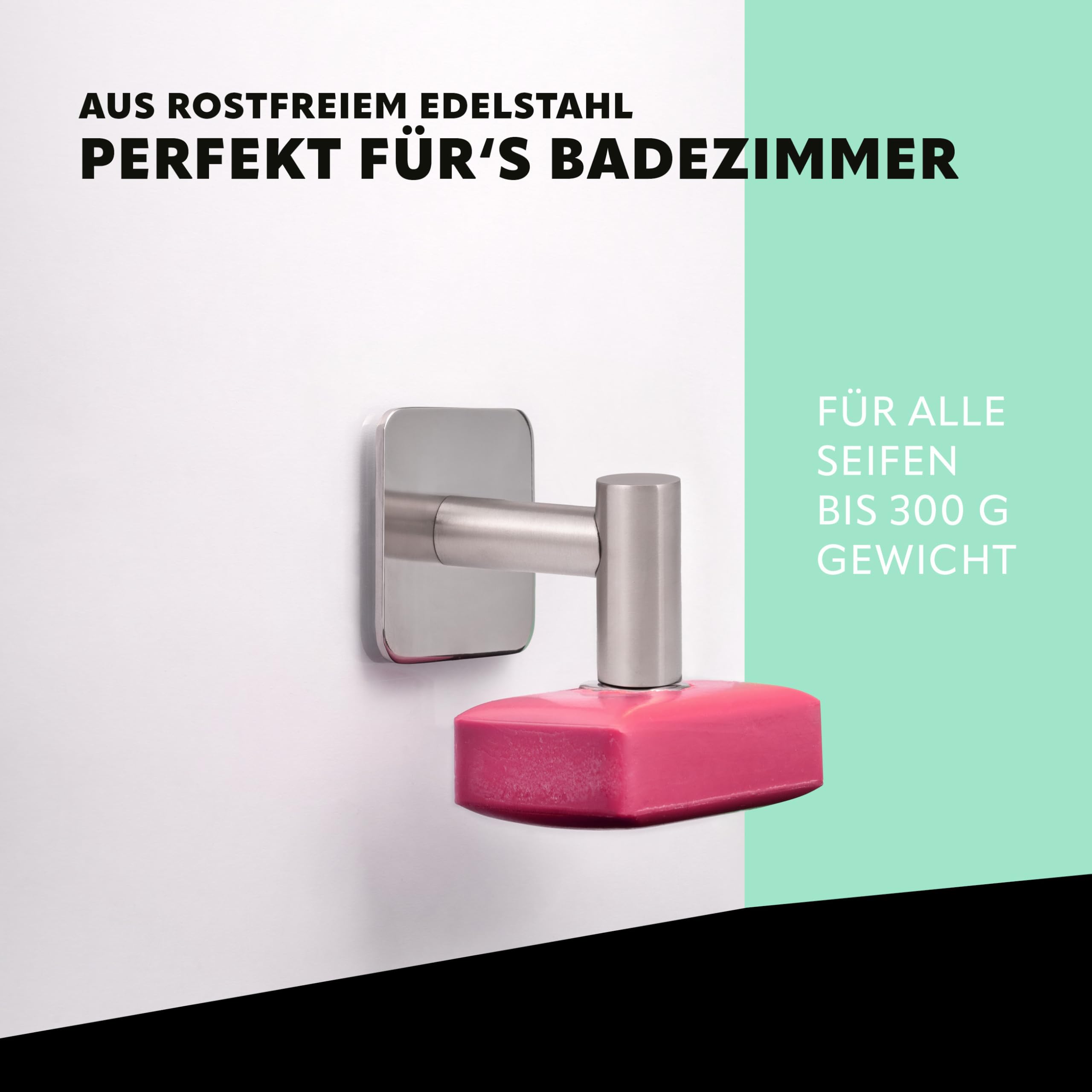 bremermann Magnet-Seifenhalter 2er Set, ideal geeignet für Feste Seifen und Shampoos - frei hängend durch Magnet - Montage durch Ankleben, aus mattem Edelstahl