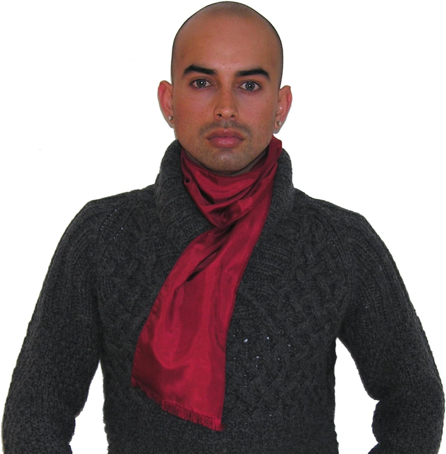 Royal Silk Men’s Premium Silk Cashmere Neck Scarf with 100% Silk Lining – 6” x 40” - 6 Classic Shades from