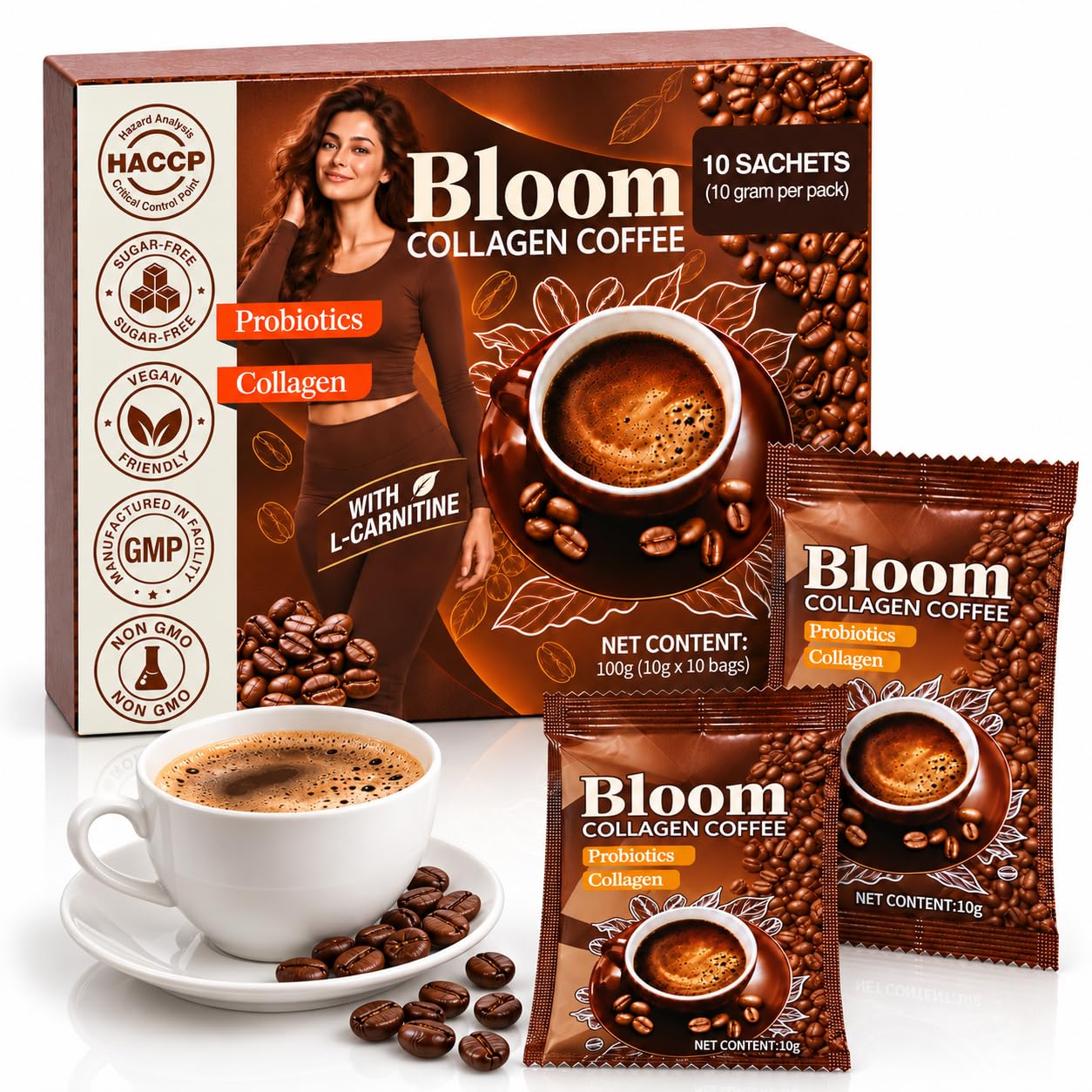 Coffee 2.0 - Slim Coffee Booster zum Abnehmen – Kollagen Kaffee mit L-Carnitin für tägliche Figurpflege, cremiger Cappuccino-Kokos-Geschmack