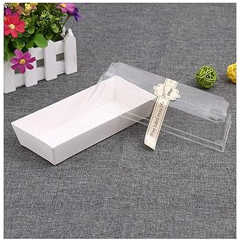 XIZHI Lot de 50 boîtes à gâteau avec couvercle transparent