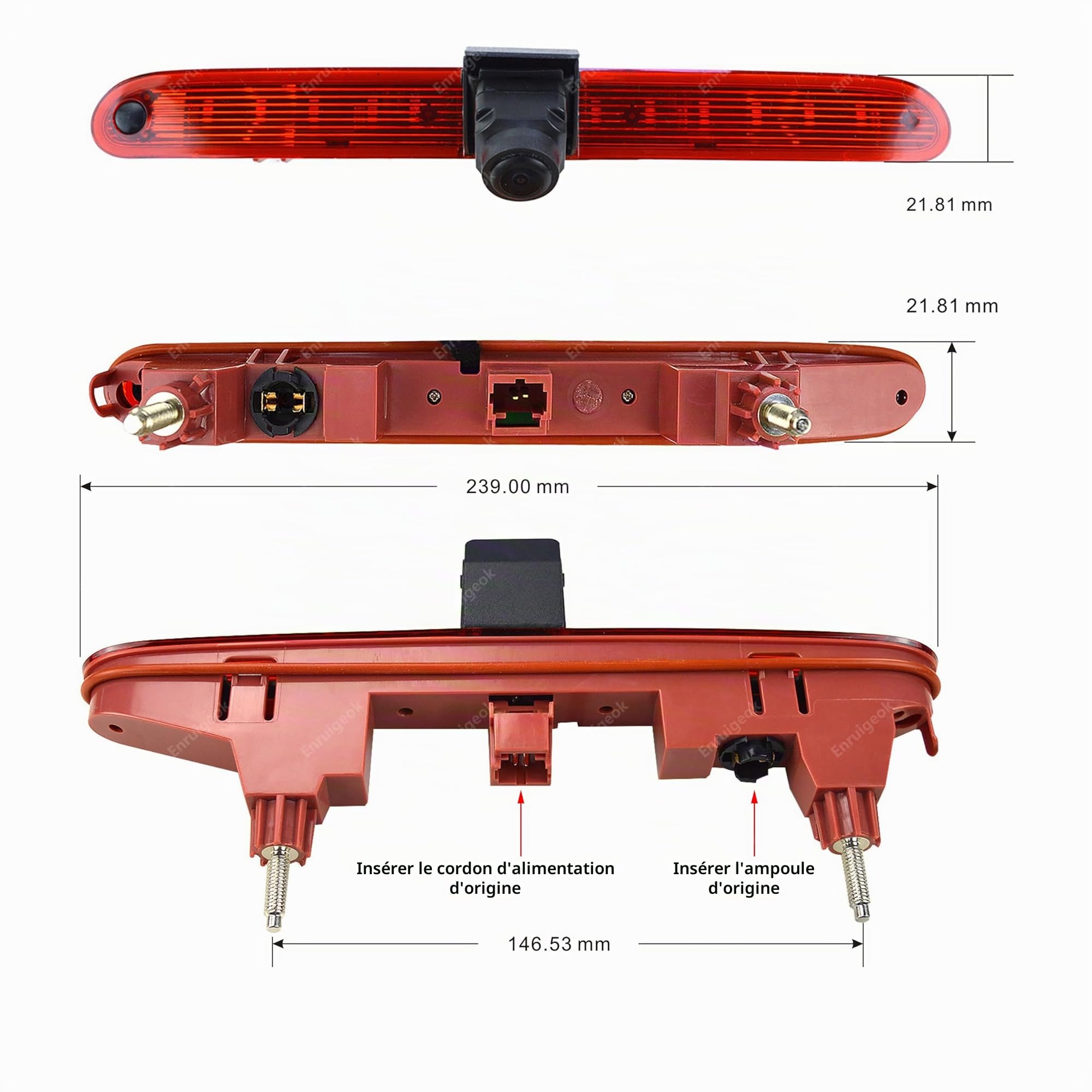 Automovite Caméra de recul HD pour Citroën Berlingo Peugeot Partner Opel Combo E Toyota ProAce City avec écran miroir de 17,4 cm (kit de support # 1,5)