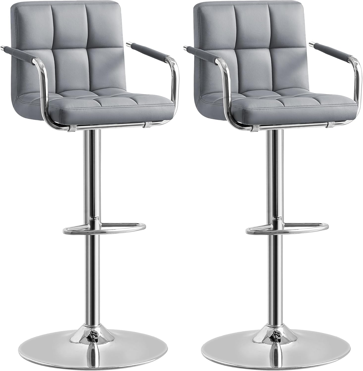SONGMICS Bar Stools Set of 2, Height Adjustable Bar Chairs in Synthetic