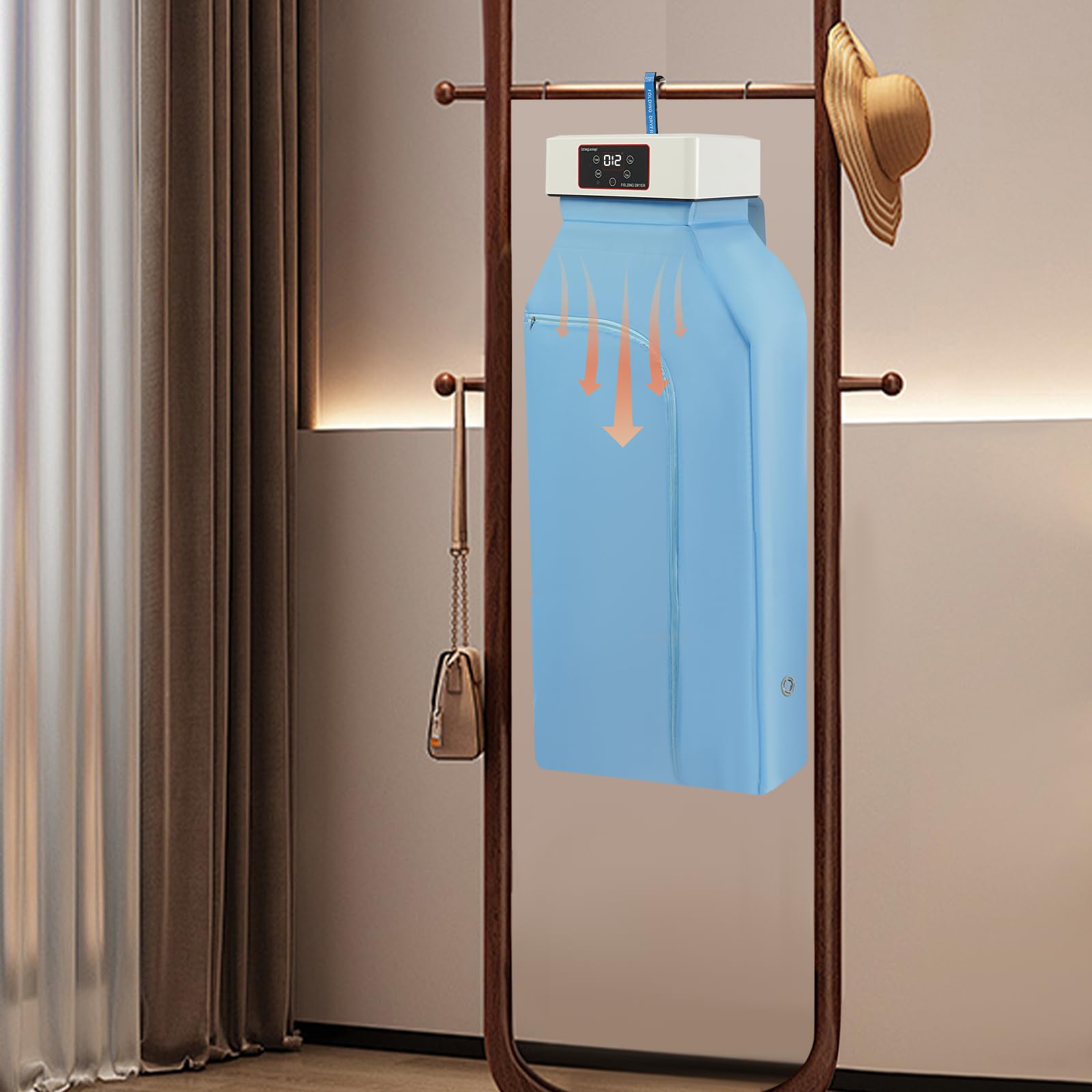 Secadora de ropa portátil, minisecadora eléctrica con temporizador y mando a distancia, secadora de aire caliente de 360°, 600 W, mini secadora portátil para viajes