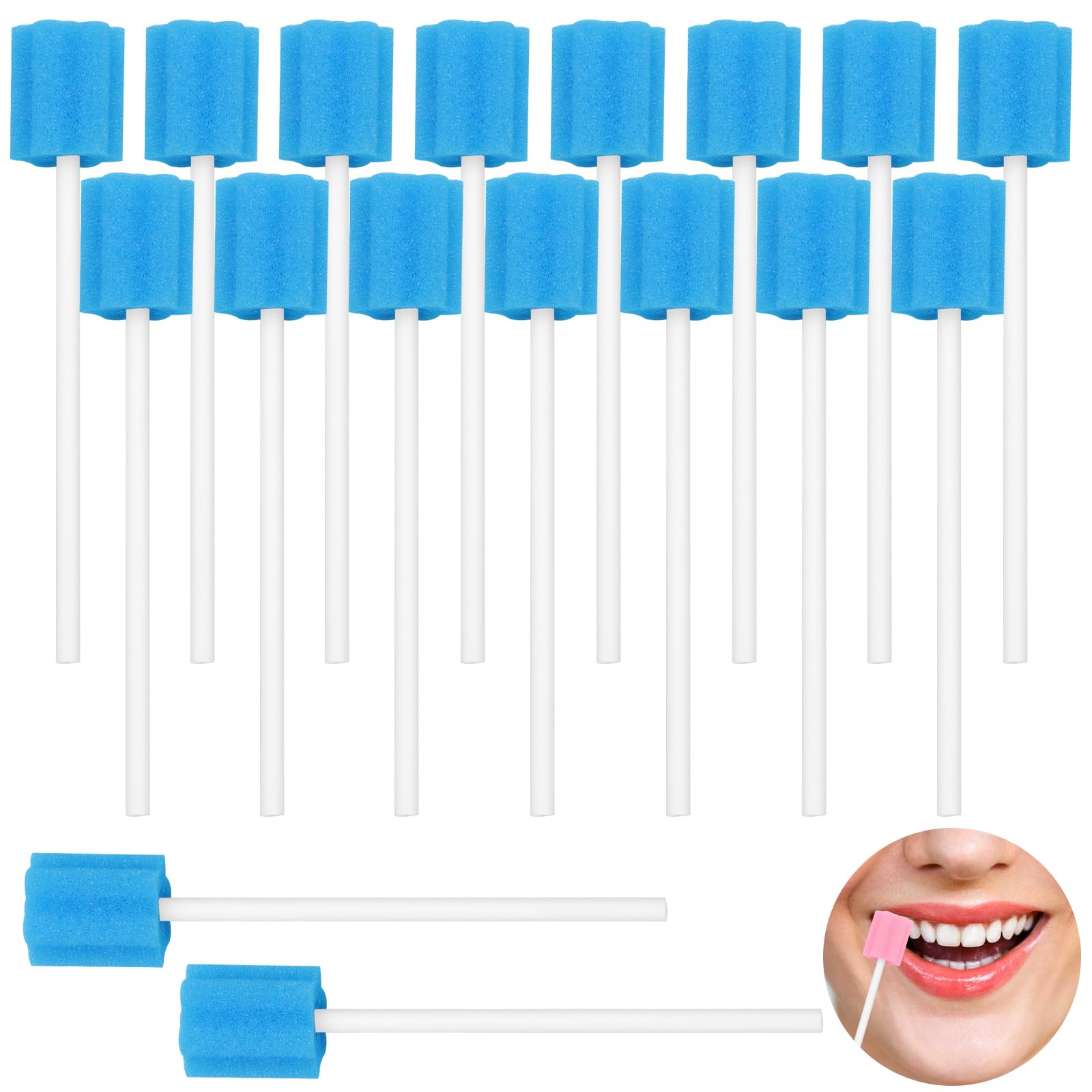 Scettar 120pcs limpieza dental hisopos bucales (Azul)，aplicabilidad higiene bucal，limpieza dental，esponjas jabonosas desechables，descartáveis oral cuidado esponja dentes limpeza boca