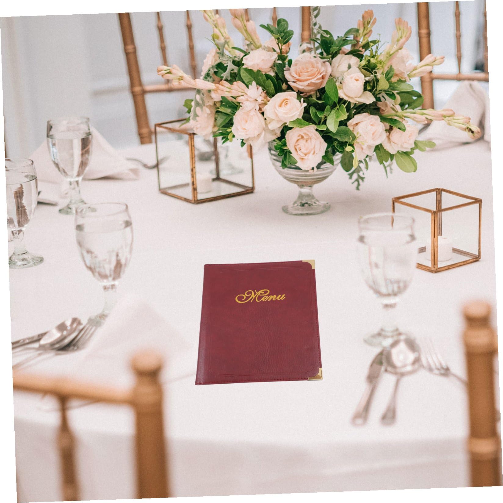 Carpeta de Menú de Restaurante A4 en Piel Sintética Burdeos, Soporte Transparente para Exhibición de Precios y Pedidos, Libro de Menú Práctico para Bar y Comedor Profesional