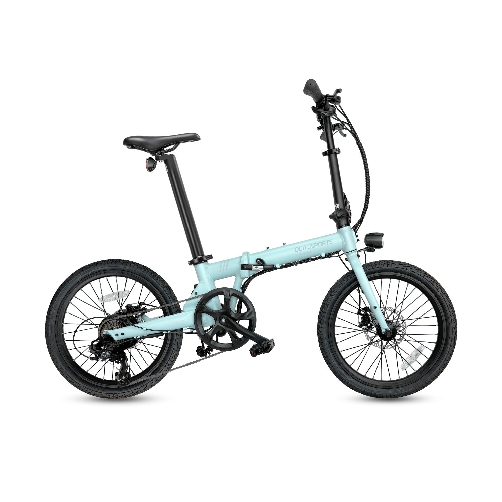 QUALISPORTS Voladors Folding Electric Bike 20" Lightweight Foldable Ebike for Adults 350W 32 Mile Range 7-Speed 38 lbs Compact Commuter E-Bike Class 2 Pedal Assist Portable Bicycle