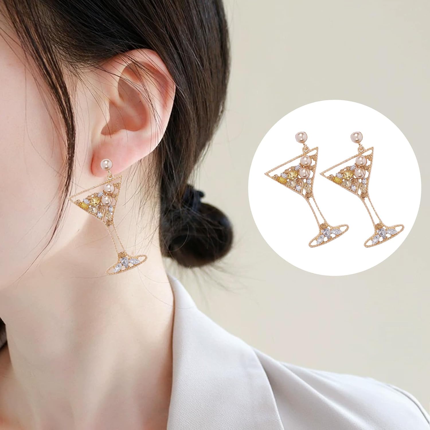 Martini Earrings for Women Cute Dangle Earrings Trendy Fun Statement Cocktail Earrings Martini Wine Glass Dangle Earrings Champagne Margarita Espresso Martini Party Decor Gifts for Holiday Christmas - Image 7