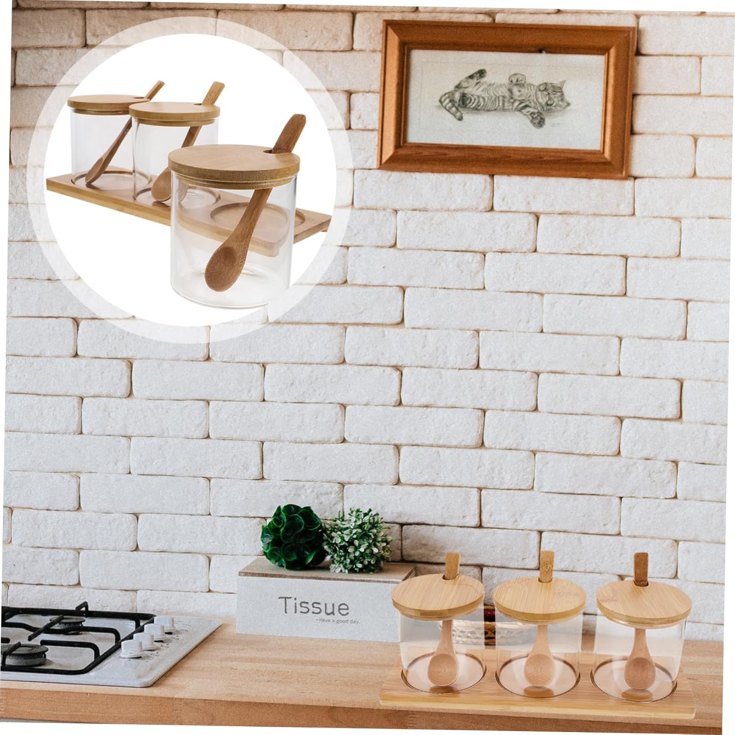 Kitchen Seasoning Jar Glass Condiment Storage Box Salt Sugar Spices Pots Random Style