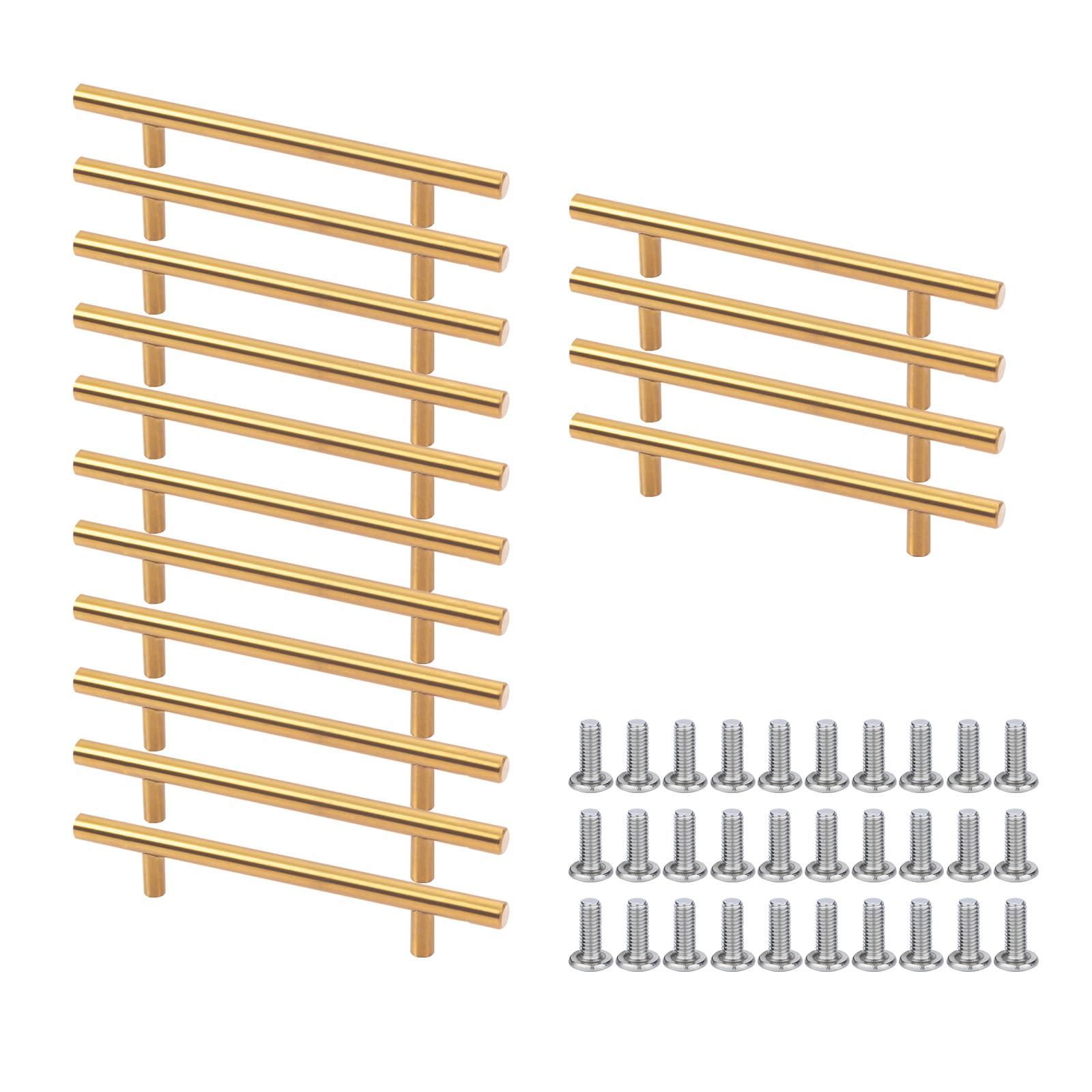 Onperpoe 15 Pack Kitchen Cupboard Handles 160mm Kitchen Door Handles Stainless Steel Cupboard Handle for Cabinets Drawers Wardrobes Bathroom Cabinets (Gold)