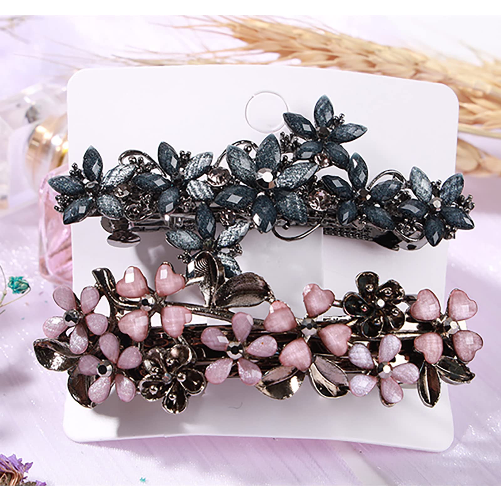 Larancie Secure Hold Bobby Pins Flower Hair Pins Clips Boho Hair Hairpin Metal Hair Clips Bridal Hair Accessories for Women and Girls Decorative Party Wedding (Pink)