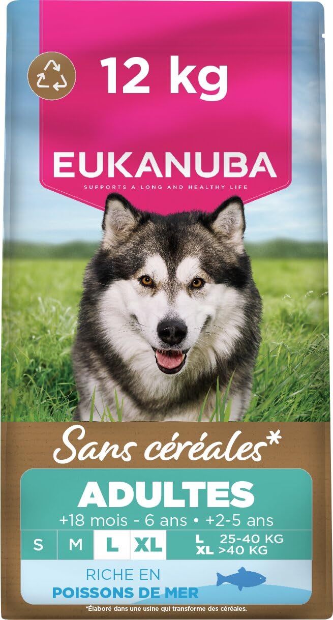 EUKANUBA Chien Adulte Grande Race sans Céréales Poisson 12 kg