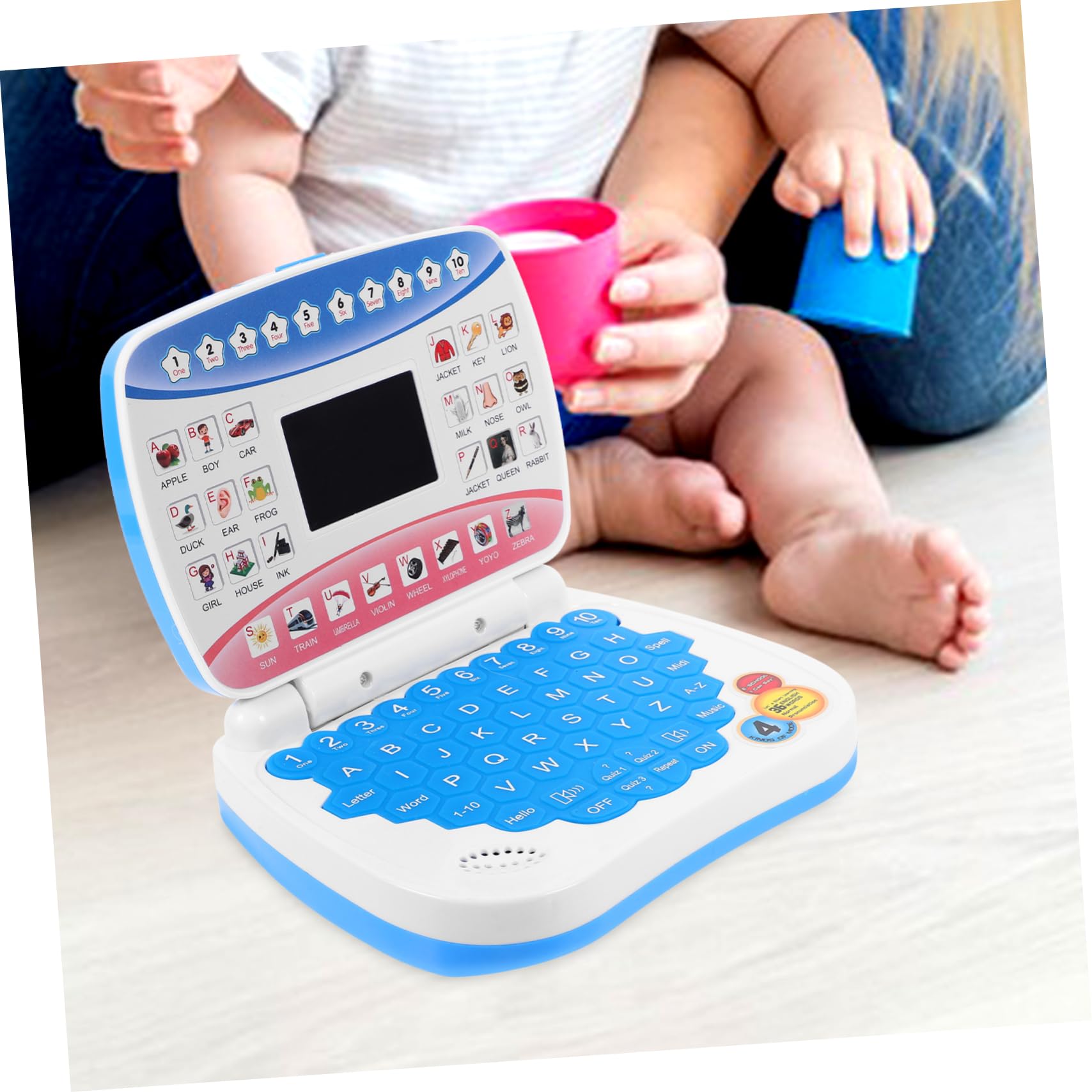 Computer Educativo Portatile Blu, Simulazione Apprendimento Schermo LED | Festa Scuola Decor, Party Toy per Ragazzo Ragazza, 3 X Aa Batteria Non Inclusa