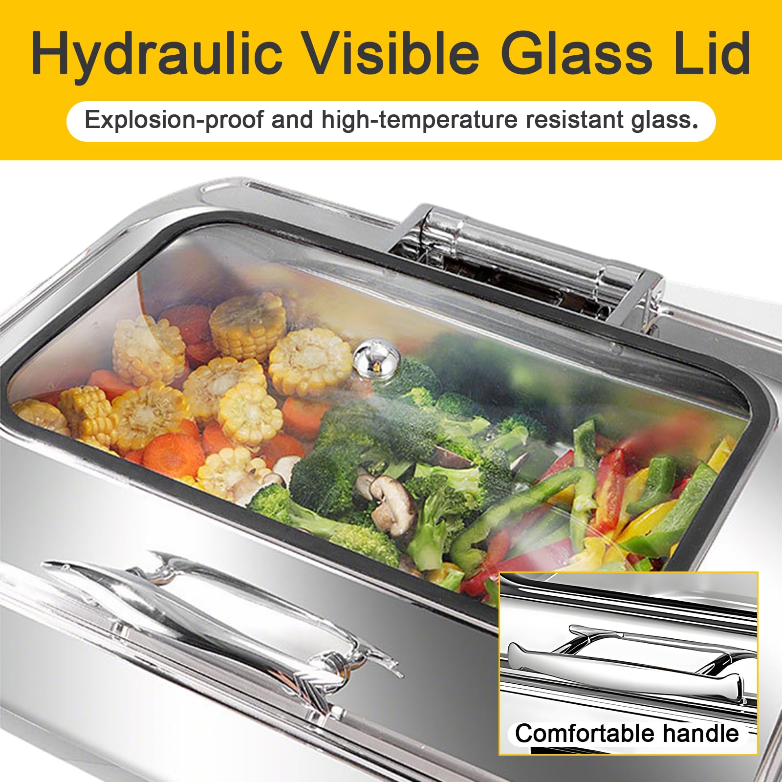 Chafing Dish Buffet Elettrico, 9L Professionale Scaldavivande Elettrico per Buffet Acciaio Inox, Contenitore Scalda Cibo Temperatura Regolabile per Catering, Buffet, Hotel, Ristoranti(1/2 Pan)