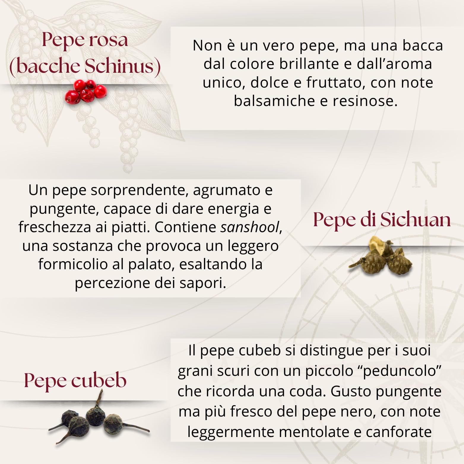 Set regalo 6 pepi rari dal mondo – Silkflair 45°N “Il regno dei pepi” | Box gourmet regalo con selezione di pepi pregiati | 6 schede, 1 pieghevole + card sorpresa