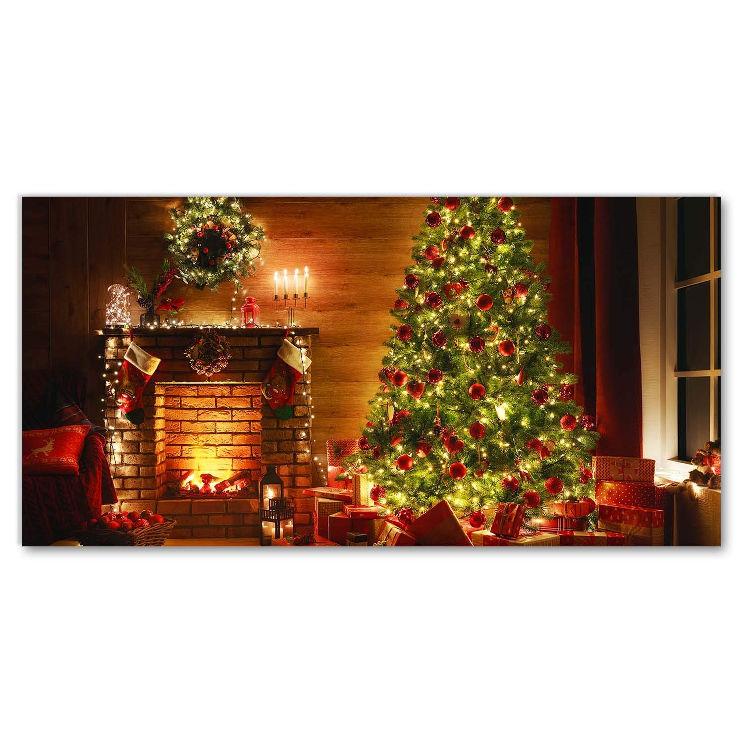 Cadeau de Noël Foyer tableau verre trempé Tulup 140x70 grand format