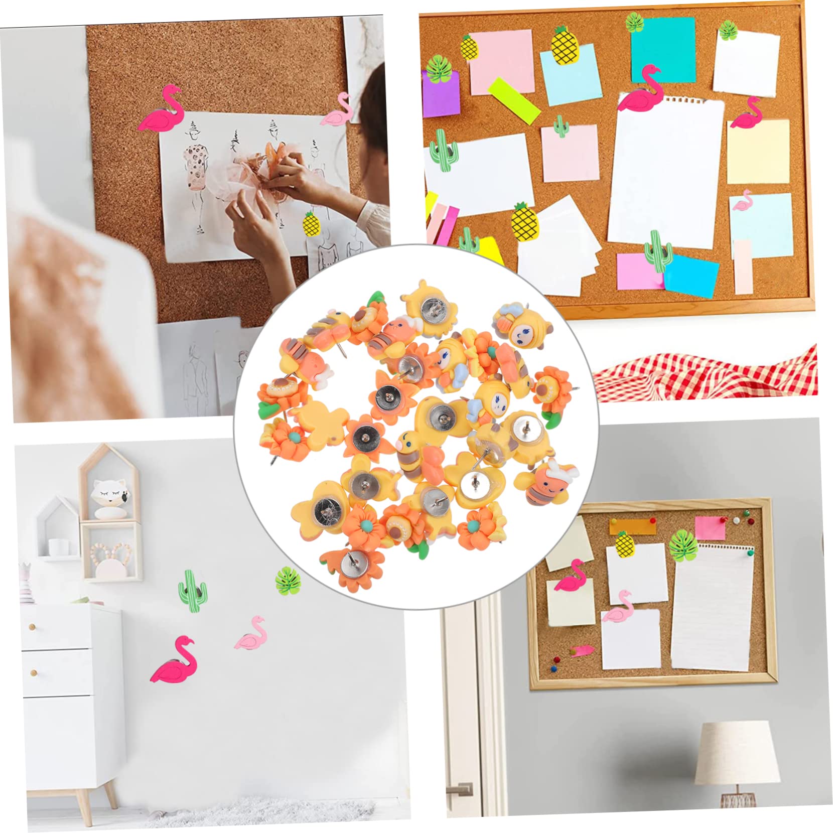 Uonlytech 5 Sätze Wanddekorative Thumbtacks Reißzwecke Pinnwand Pinnwand Dekorative Stecknadel Foto-stecknadel Büro Groß Daumennagel Bulletin Board Tacks Harz 30 Stück * 5