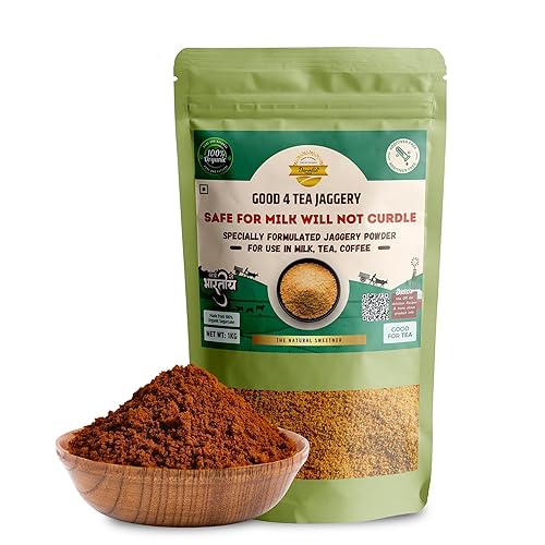 Danodia Foods Good 4 Tea Jaggery Powder especialmente formulado, edulcorante natural, no cuajará la leche, polvo gur 2.2 lbs, marrón