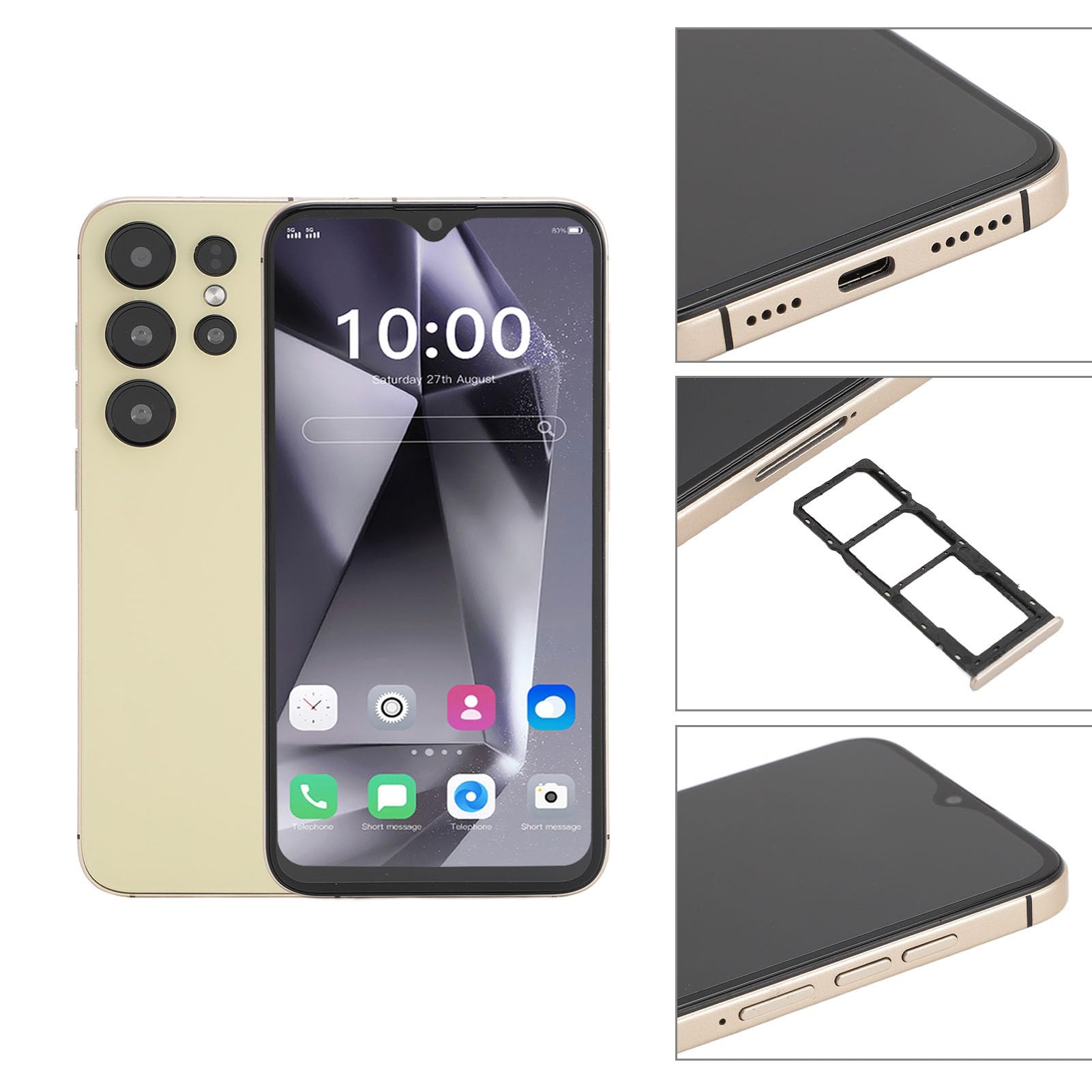 Generic 6,28 Cala Telefon Komórkowy, 4G LTE Network 8 GB RAM 64 GB Smartfon ROM do Dzwonienia (YELLOW)