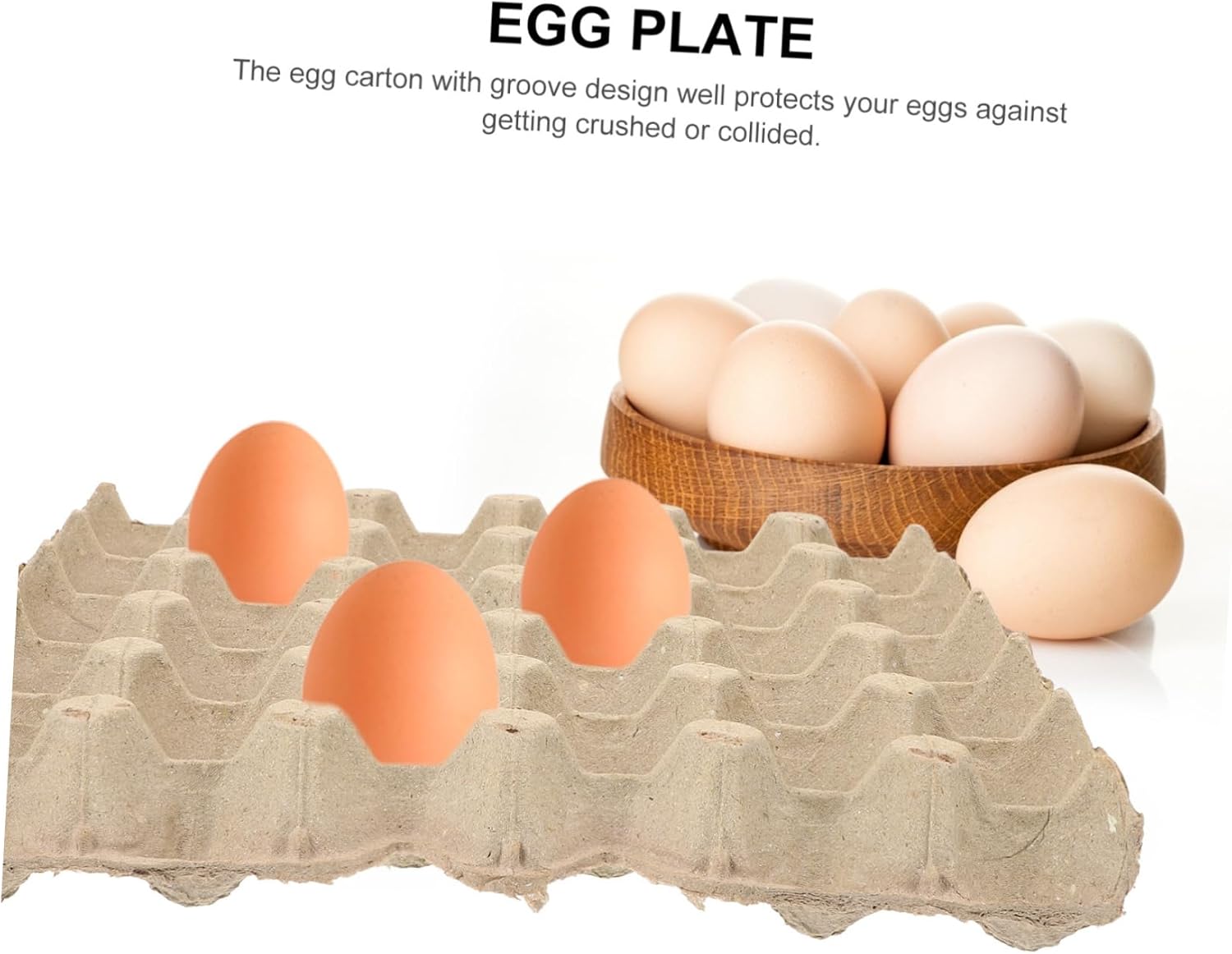 MAGICLULU 5pcs Egg Flats Paper Egg Carton Pulp Cartons Fridge Organizer Compact Holder for Refrigerator