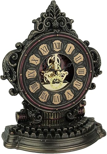 VERONESE DESIGN Reloj de mesa con máquina de escribir antigua estilo steampunk con relojes móviles