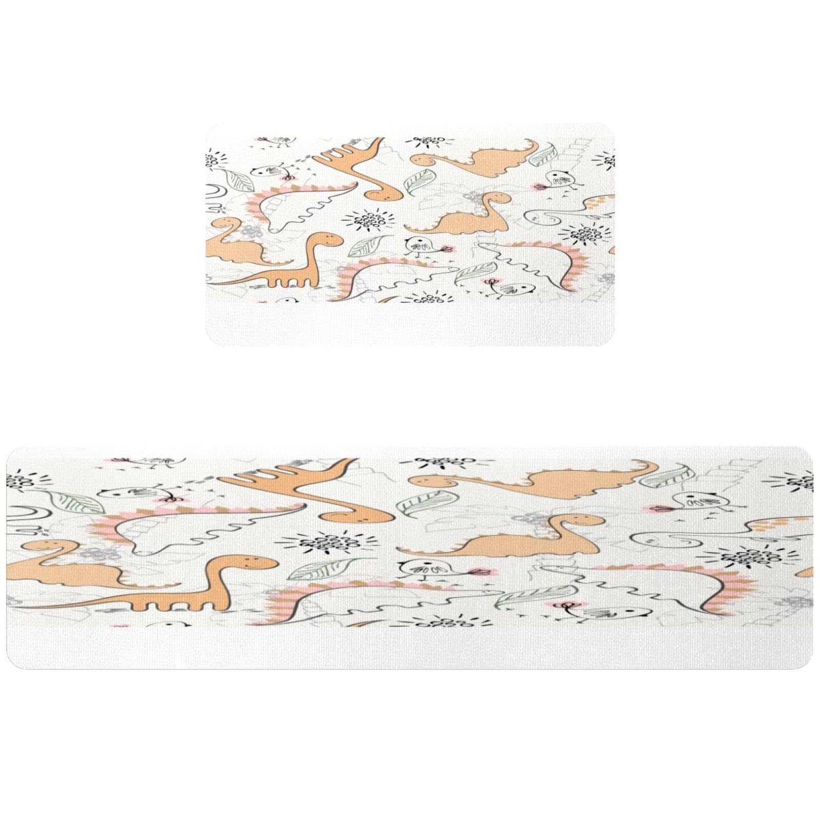 Tapete de cocina de 2 piezas de dinosaurios lavable y alfombra absorbente