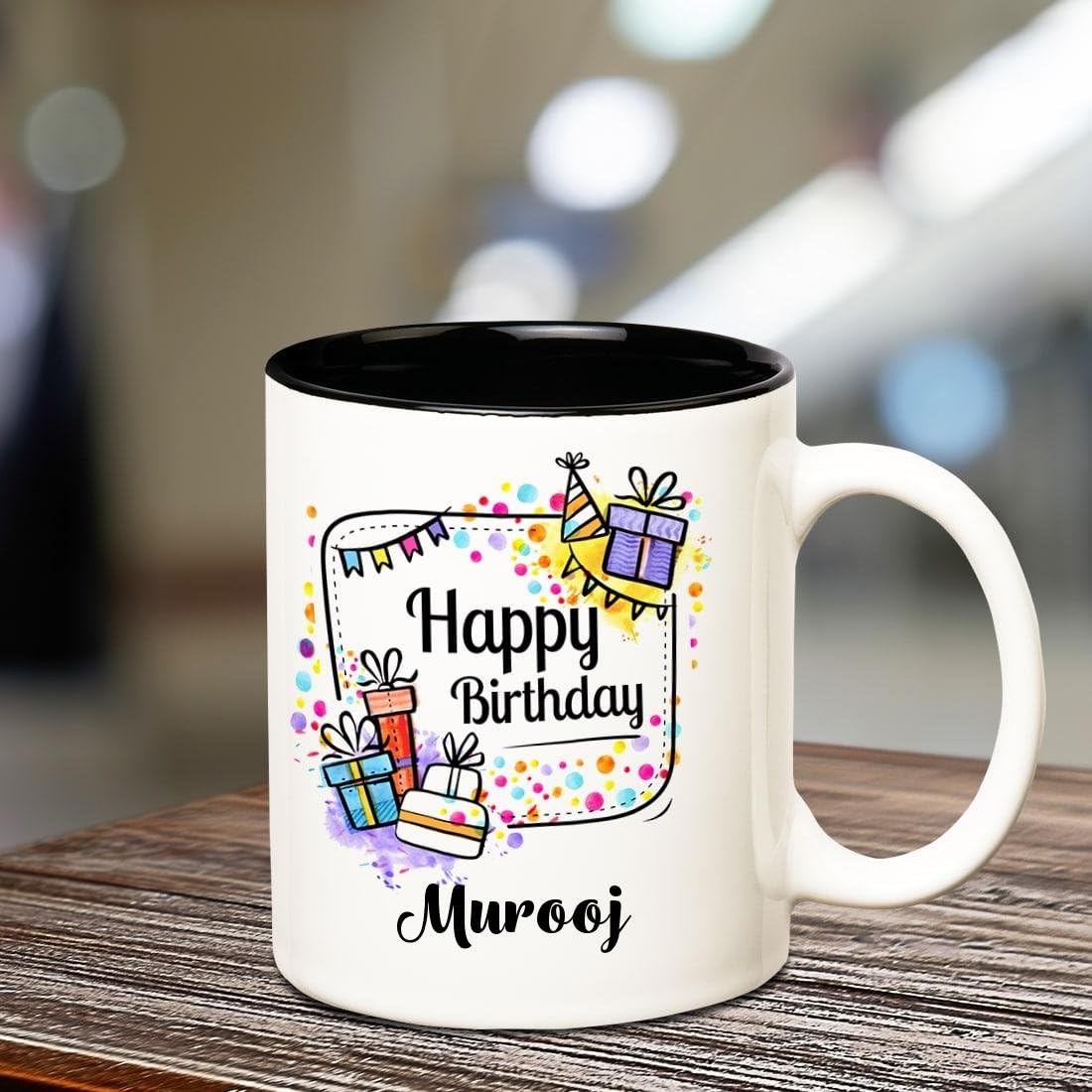 Huppme Ceramic Happy Birthday Murooj Coffee Mug, 350 Ml, Standard, Multicolor