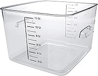 Rubbermaid Commercial 12 Quart Square Food Storage Container - Clear Polycarbonate, Space-Saving for Sous Vide, Meal Prep & Kitchen Storage