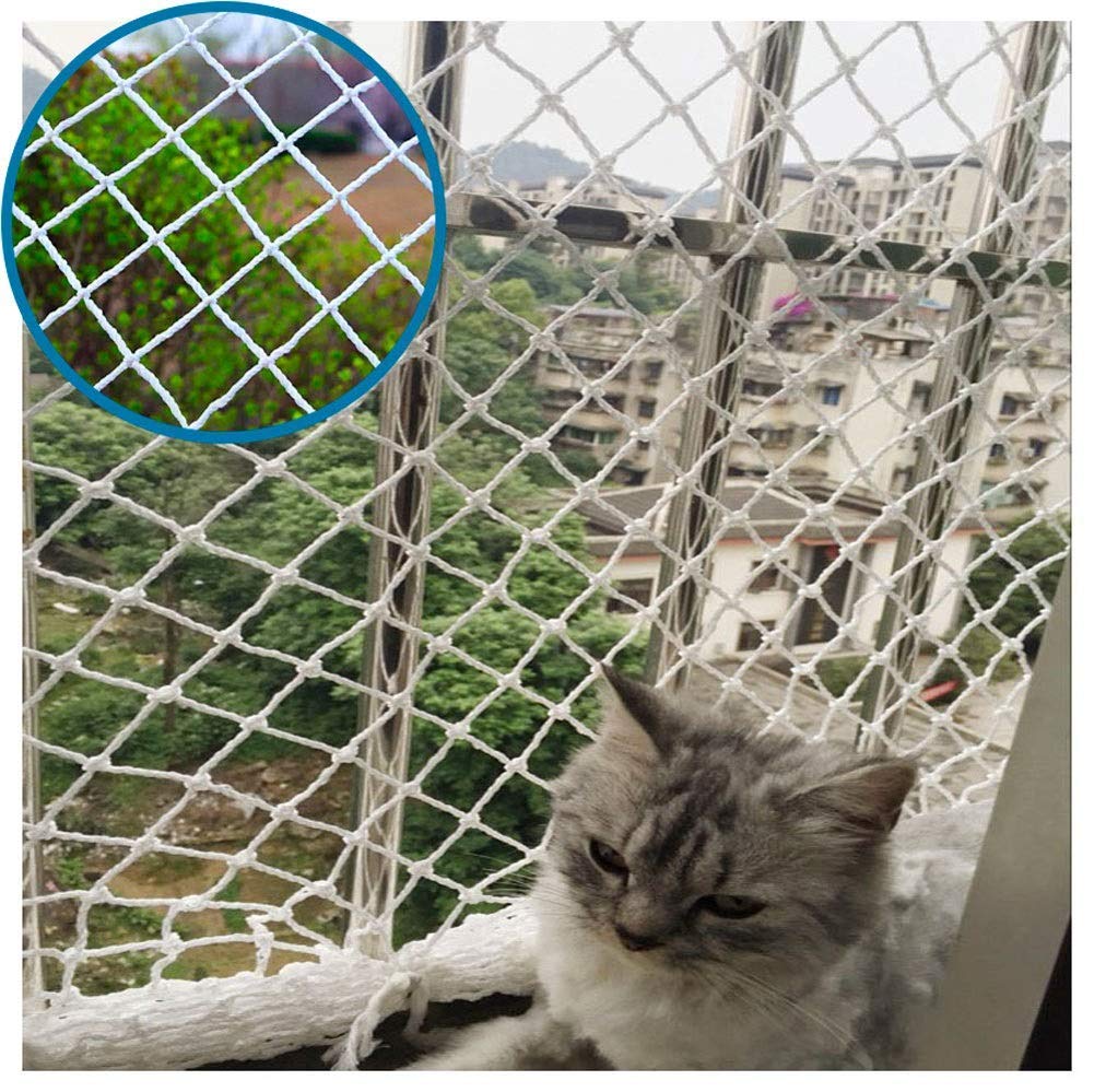 Red de balcón para gatos, malla de nailon para gatos y pájaros, red de protección reforzada para ventanas de balcón, red protectora, incluye juego de fijación: 2 x 6 m