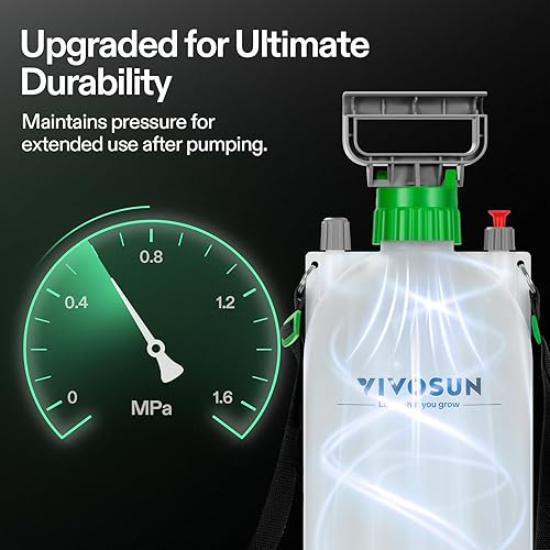 Miniatura 4 de VIVOSUN Pulverizador de bomba de 2.1 galón8L, rociador de agua de jardín para plantas, malezas y cuidado del césped, con 3 boquillas, manguera de 50