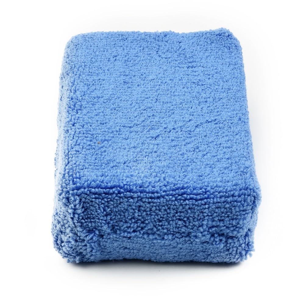 Esponja aplicadora de microfibra para lavado de coche, 12 cm x 8 cm x 3,5 cm, azul, 4/8 unidades