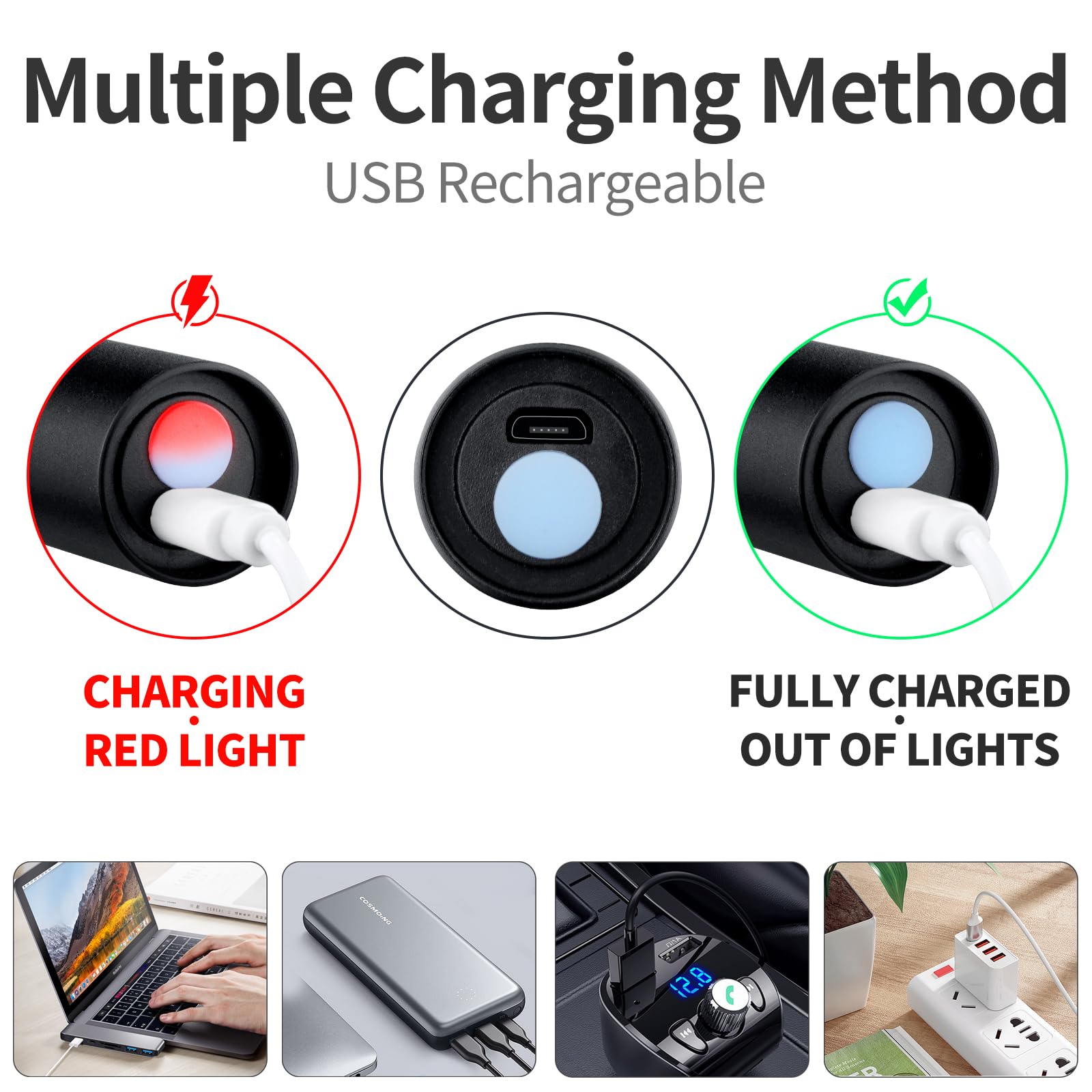 Linterna UV recargable por USB, luz negra de 365 nm (paquete de 3), mini y potente linterna ultravioleta detector portátil para orina de mascotas, manchas de gato y perro, escorpión, chinches