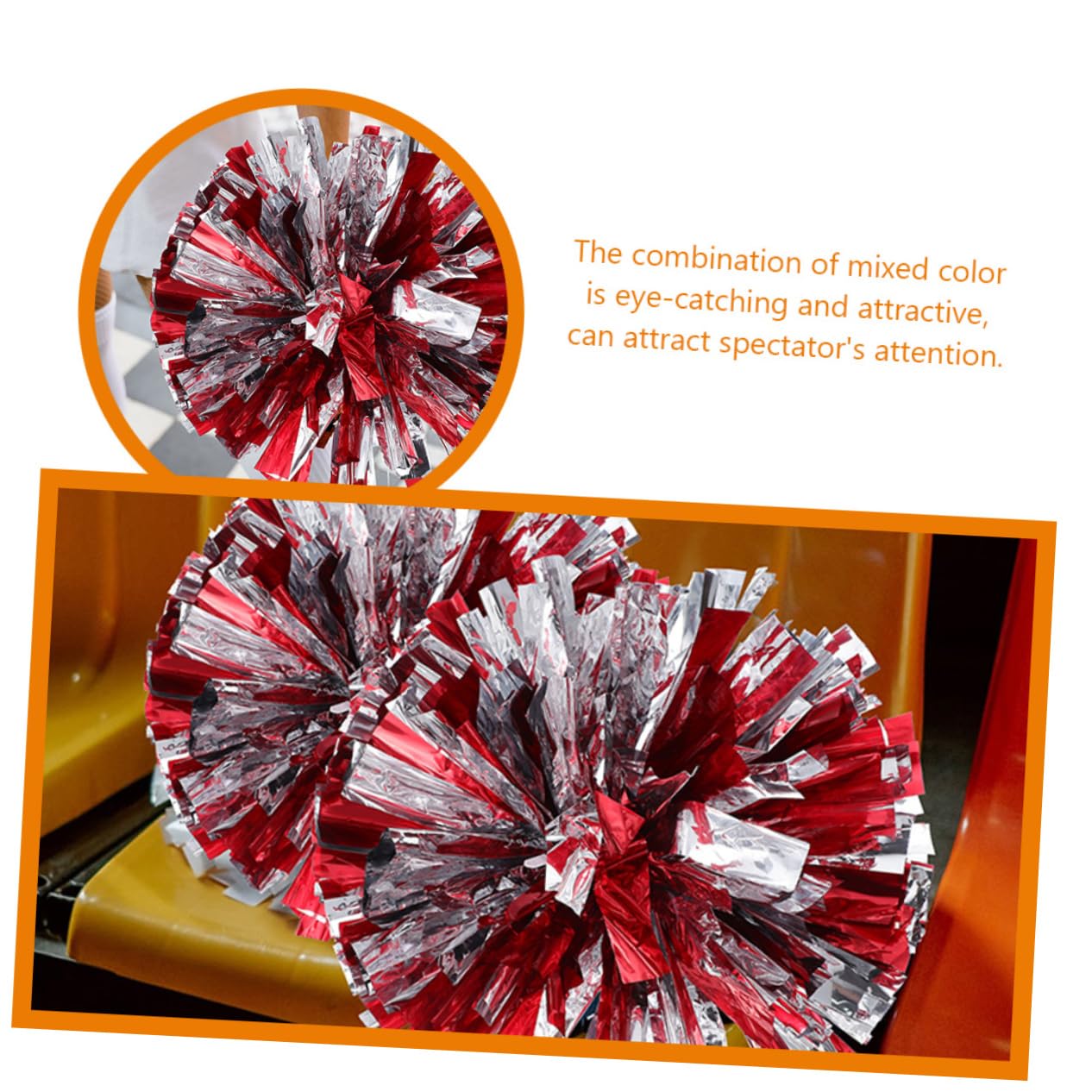 Toddmomy Cheerleading Pom Poms Set of 3 for Cheerleading Games Reusable for Dance Performance Holiday Decor