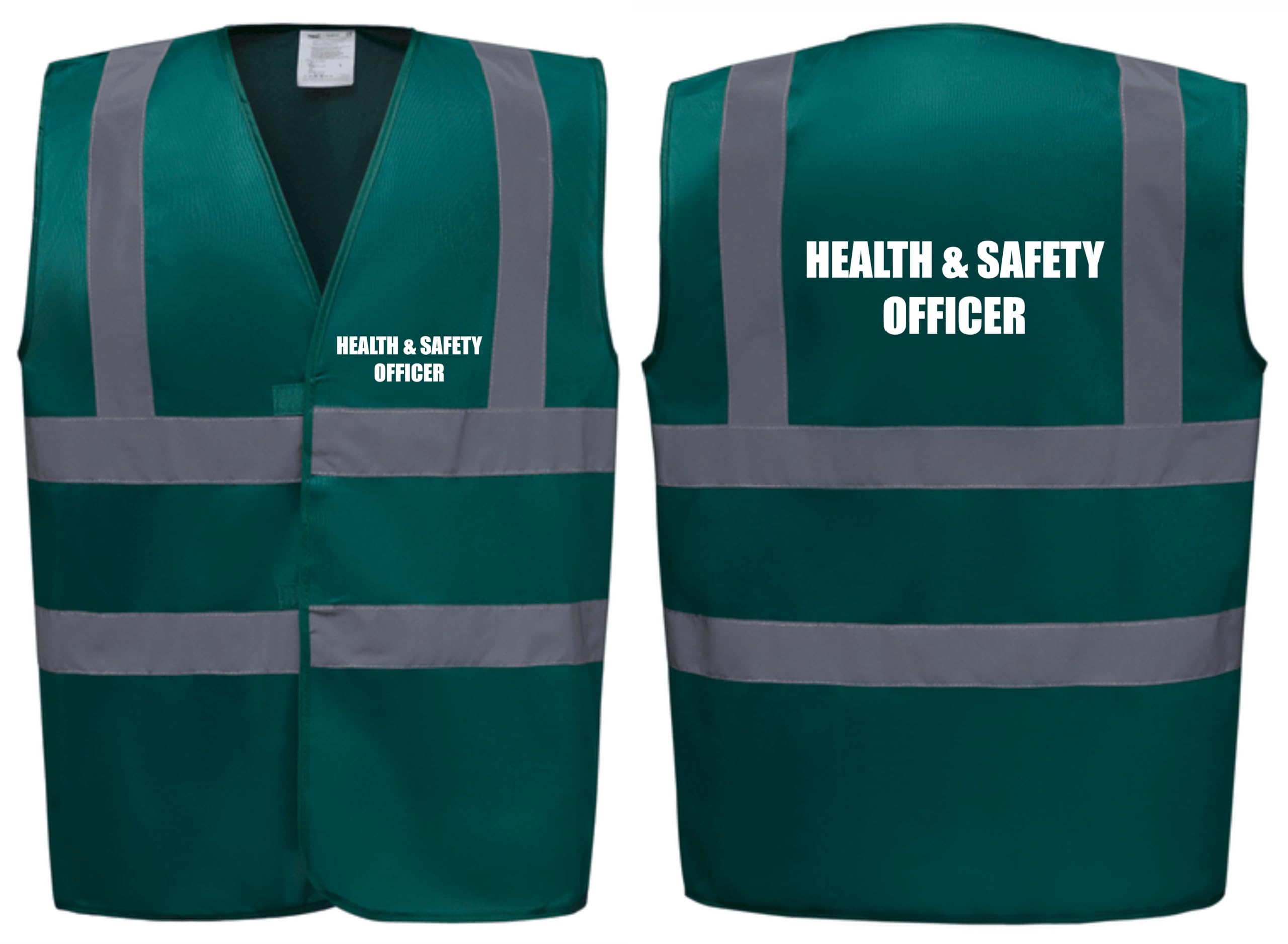 Brook Hi Vis Premium Safety Vest - HEALTH & SAFETY OFFICER Printed Front & Back, Event Management High Viz Waistcoat, Available in 14 Colours, Festivals (Green, Small)